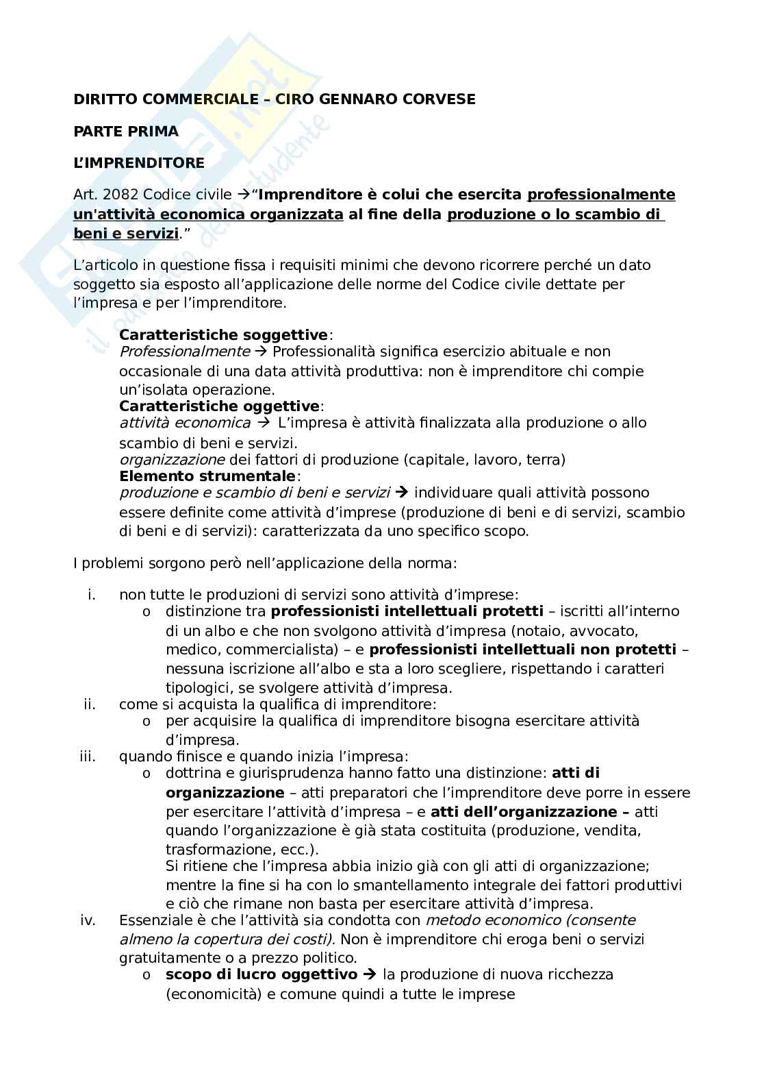 Appunti di Diritto commerciale  Pag. 1