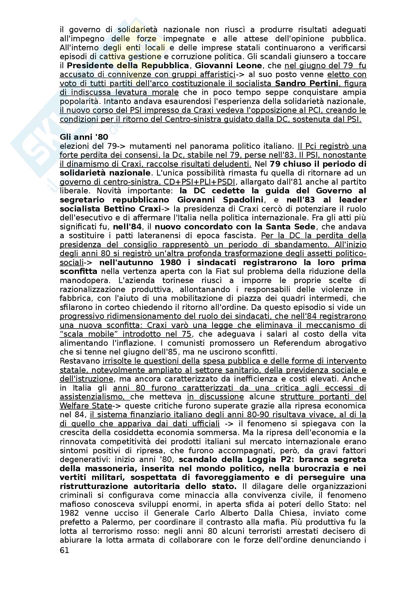 Riassunto esame Storia Contemporanea, prof. Greco, libro consigliato I mondi della storia Pag. 61