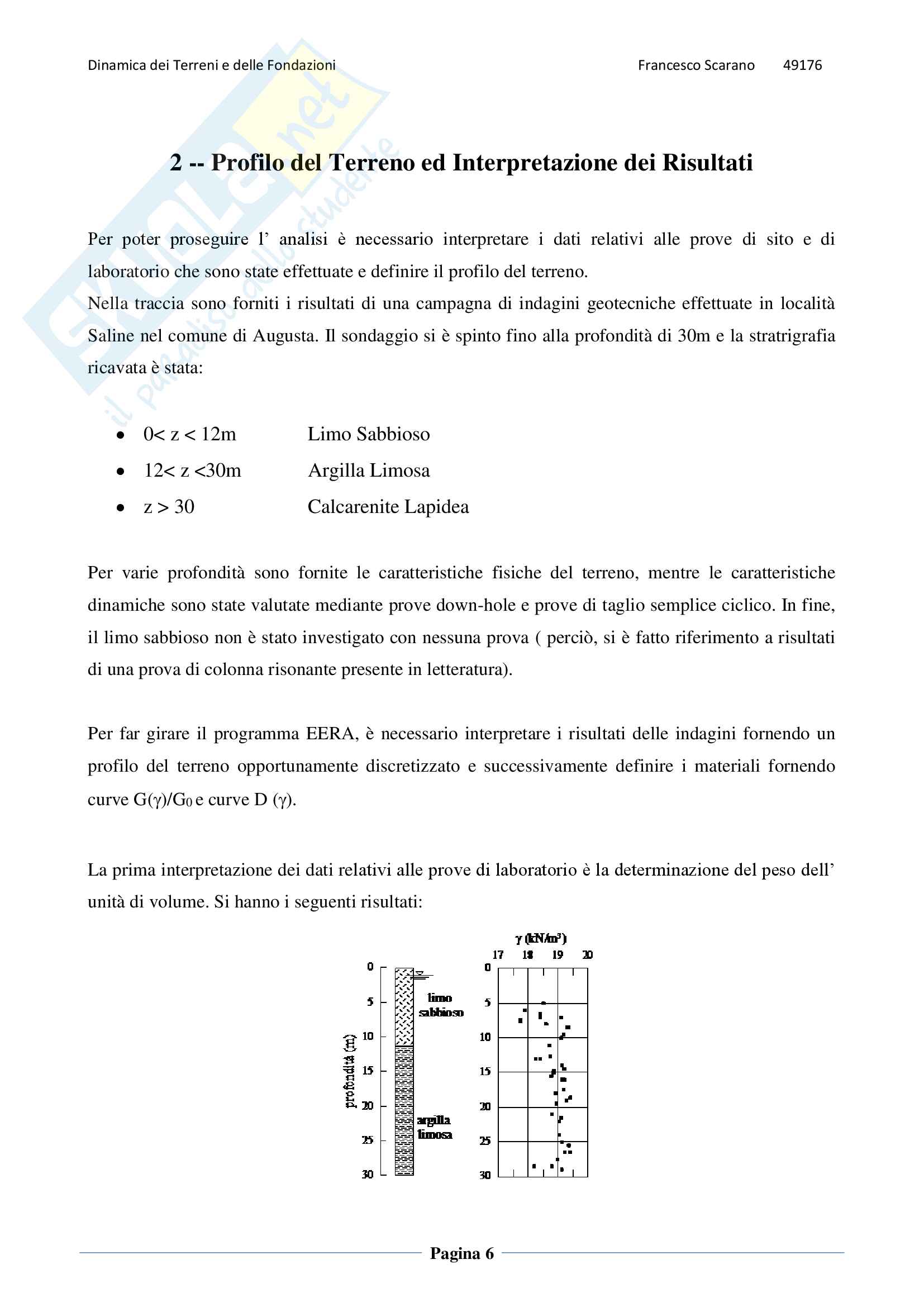 Progetto Dinamica Terre e Fondazioni Pag. 6