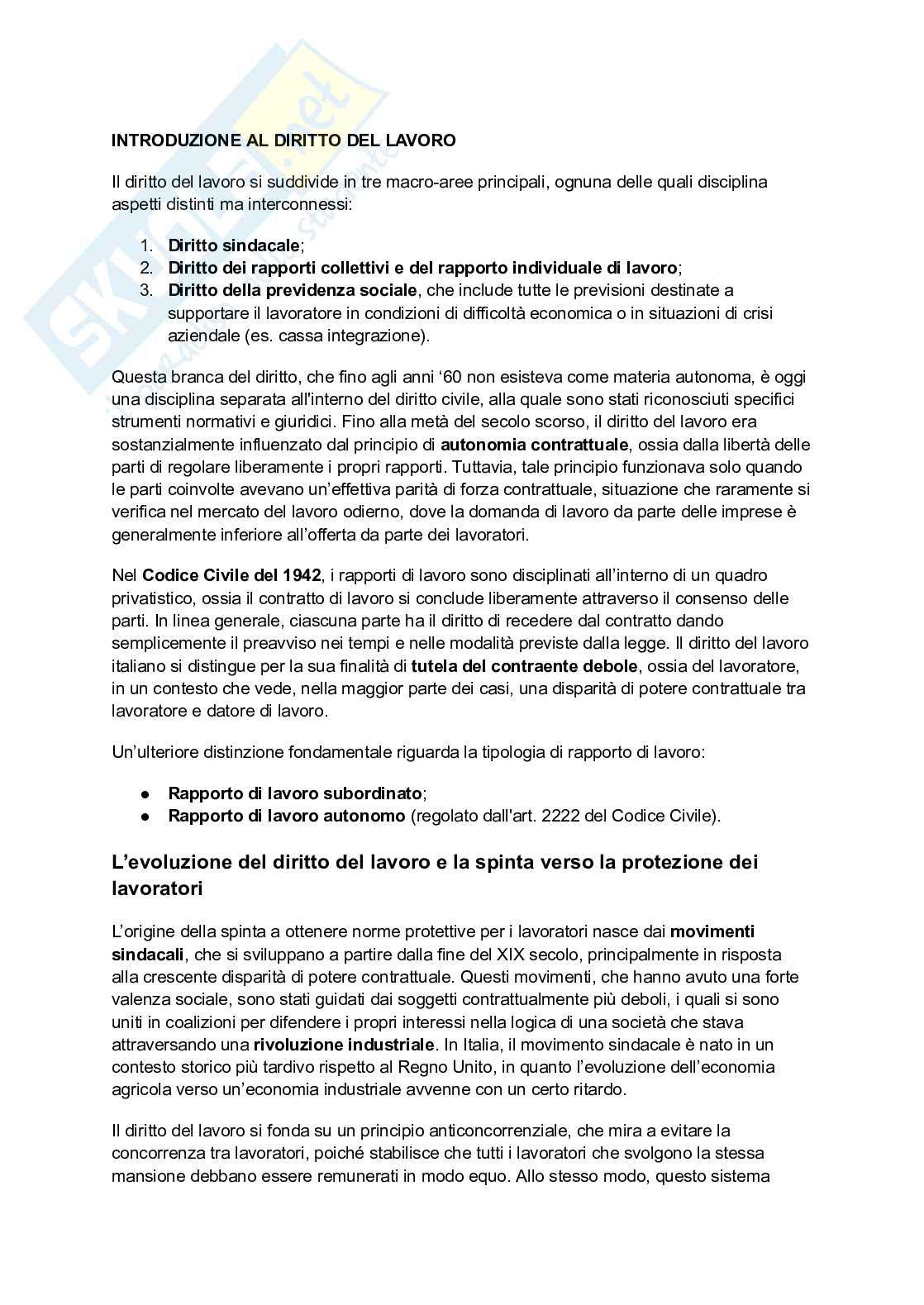 Riassunto esame Diritto del lavoro, Prof. Cappelli Lucio, libro consigliato Diritto sindacale, Magnani Pag. 1