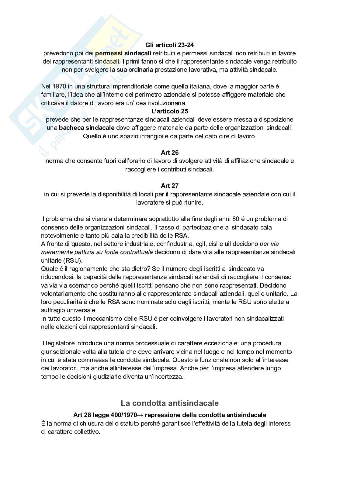 Riassunto esame Diritto del lavoro, Prof. Cappelli Lucio, libro consigliato Diritto sindacale, Magnani Pag. 16