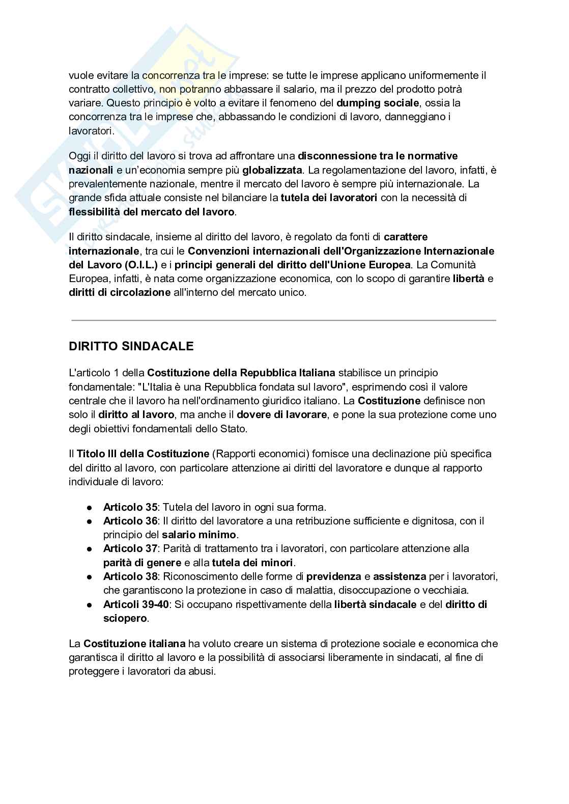 Riassunto esame Diritto del lavoro, Prof. Cappelli Lucio, libro consigliato Diritto sindacale, Magnani Pag. 2