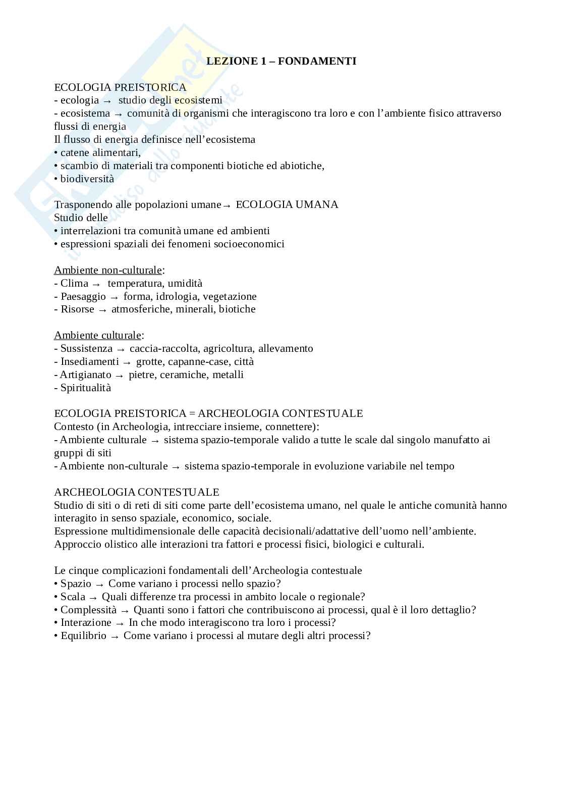 Appunti di Metodi e tecniche in preistoria Pag. 1