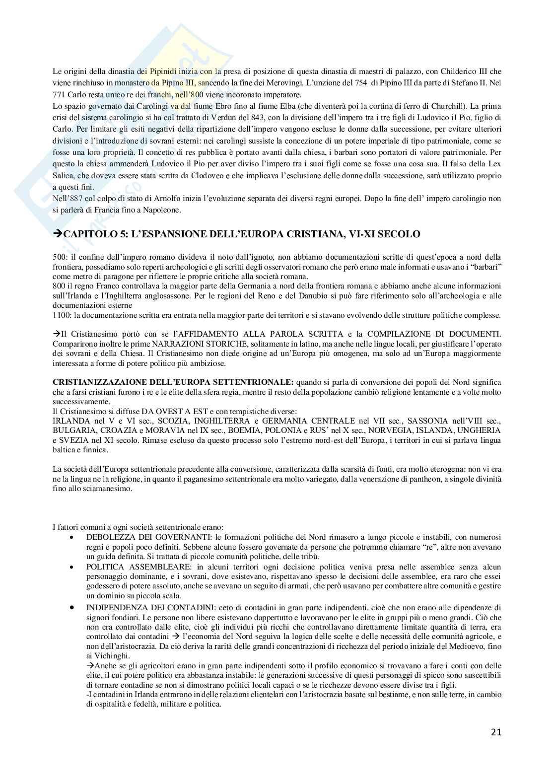 Riassunto esame Storia medievale, Prof. Gaffuri Laura, libro consigliato L'Europa nel Medioevo, Chris Wickham Pag. 21
