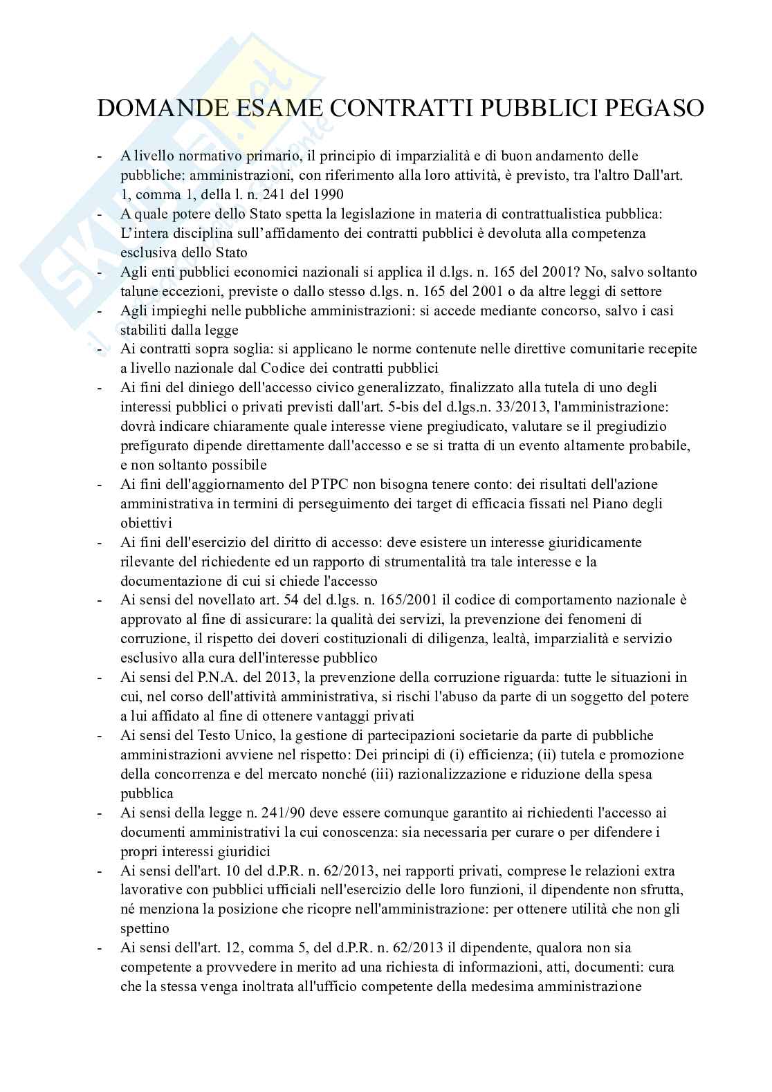 Paniere esame Contratti pubblici e prevenzione della corruzione Pag. 1