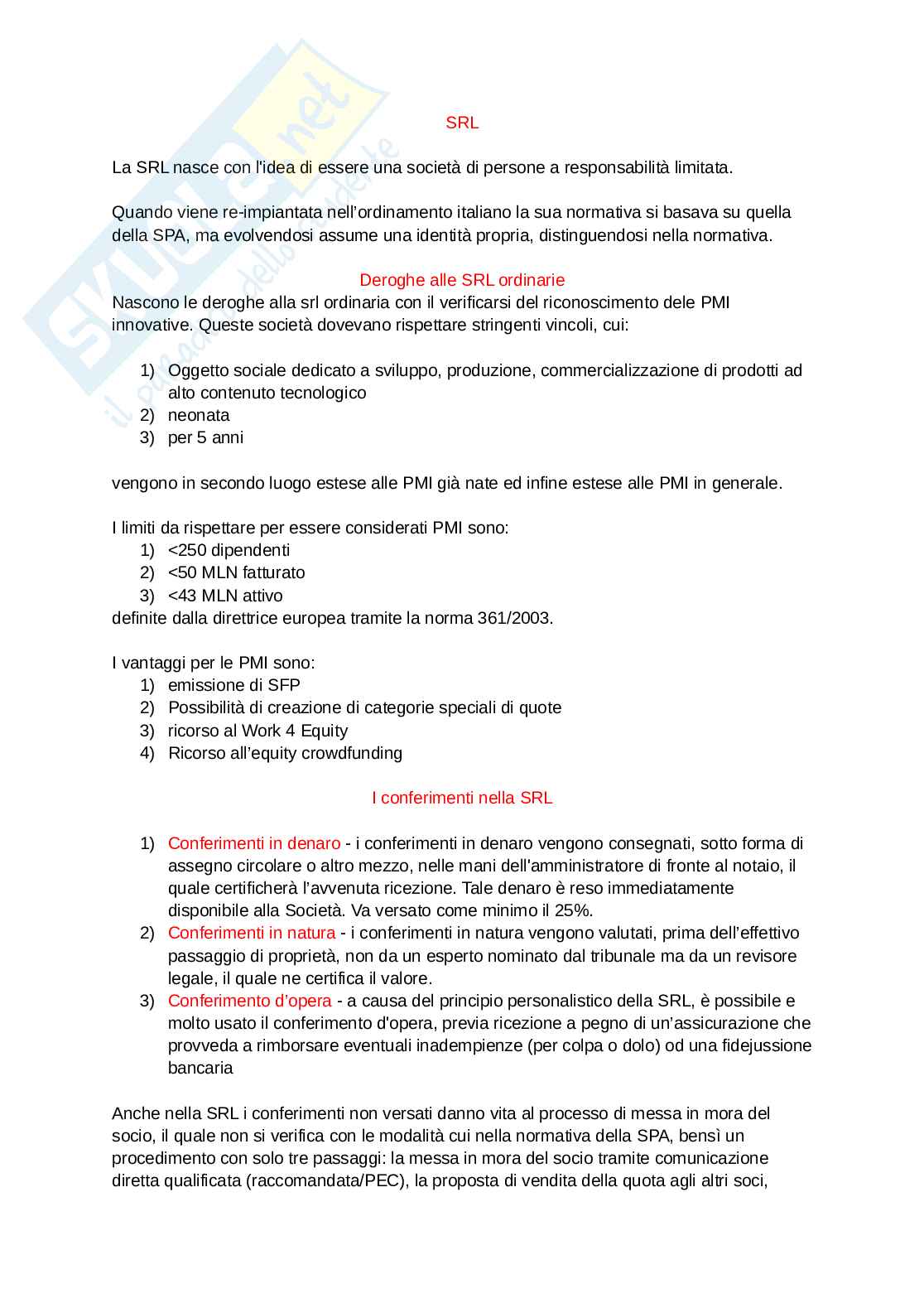 Diritto commerciale - Società di Capitali e Coop Pag. 1