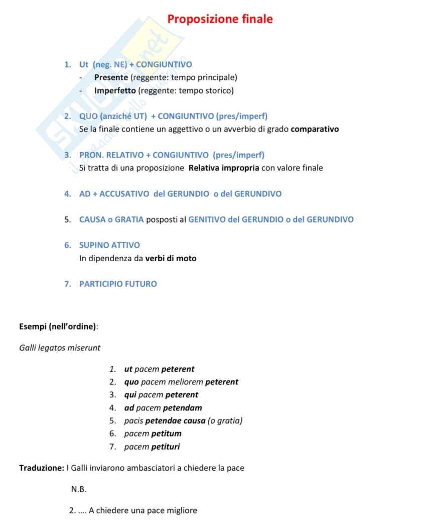 Schema di Lingua e letteratura latina - Proposizioni  Pag. 6