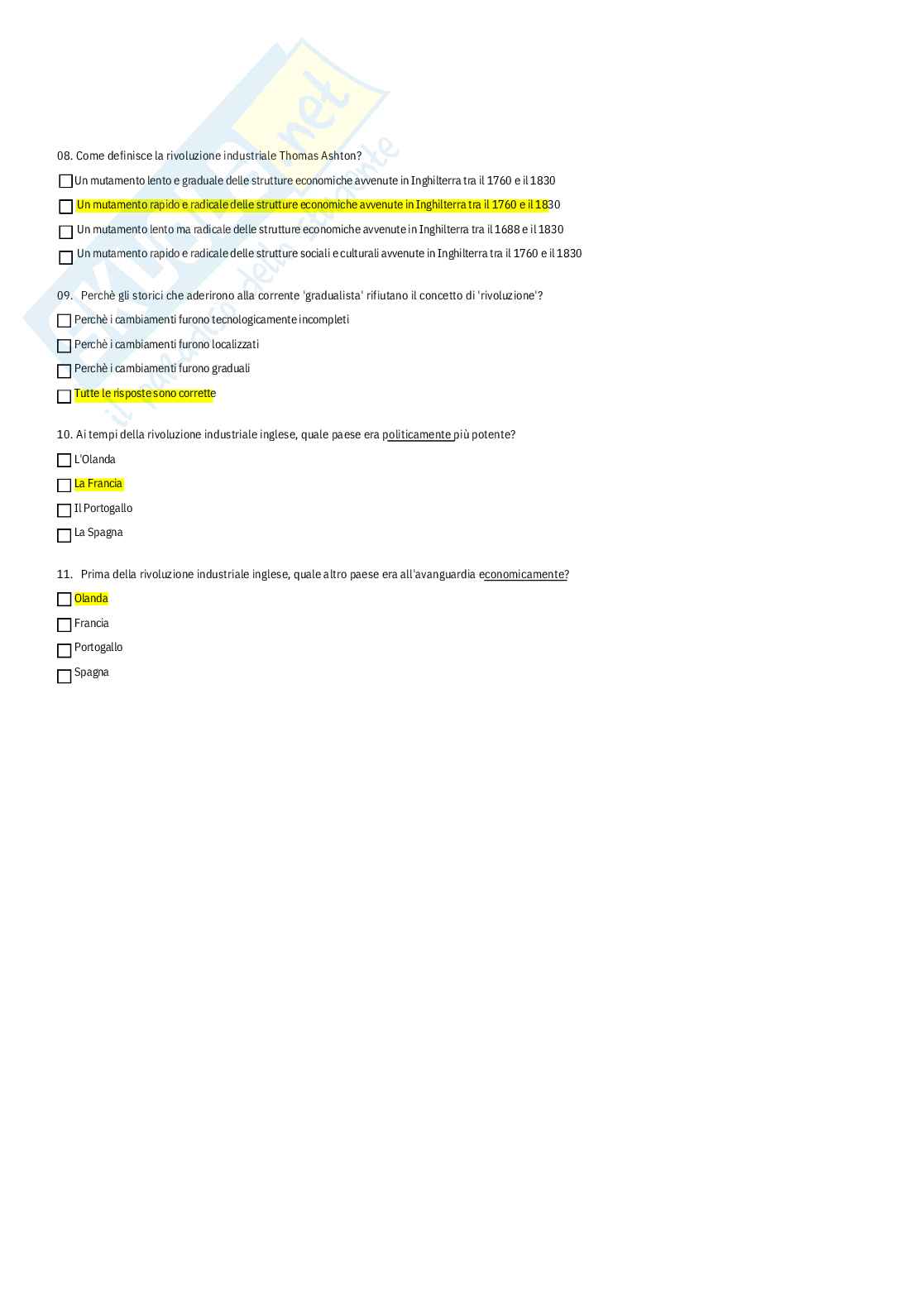 Storia economica – Paniere risposte chiuse completo - A.A. 2025/26 Pag. 11