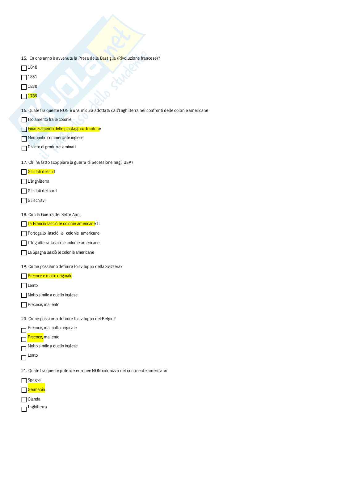 Storia economica – Paniere risposte chiuse completo - A.A. 2025/26 Pag. 36