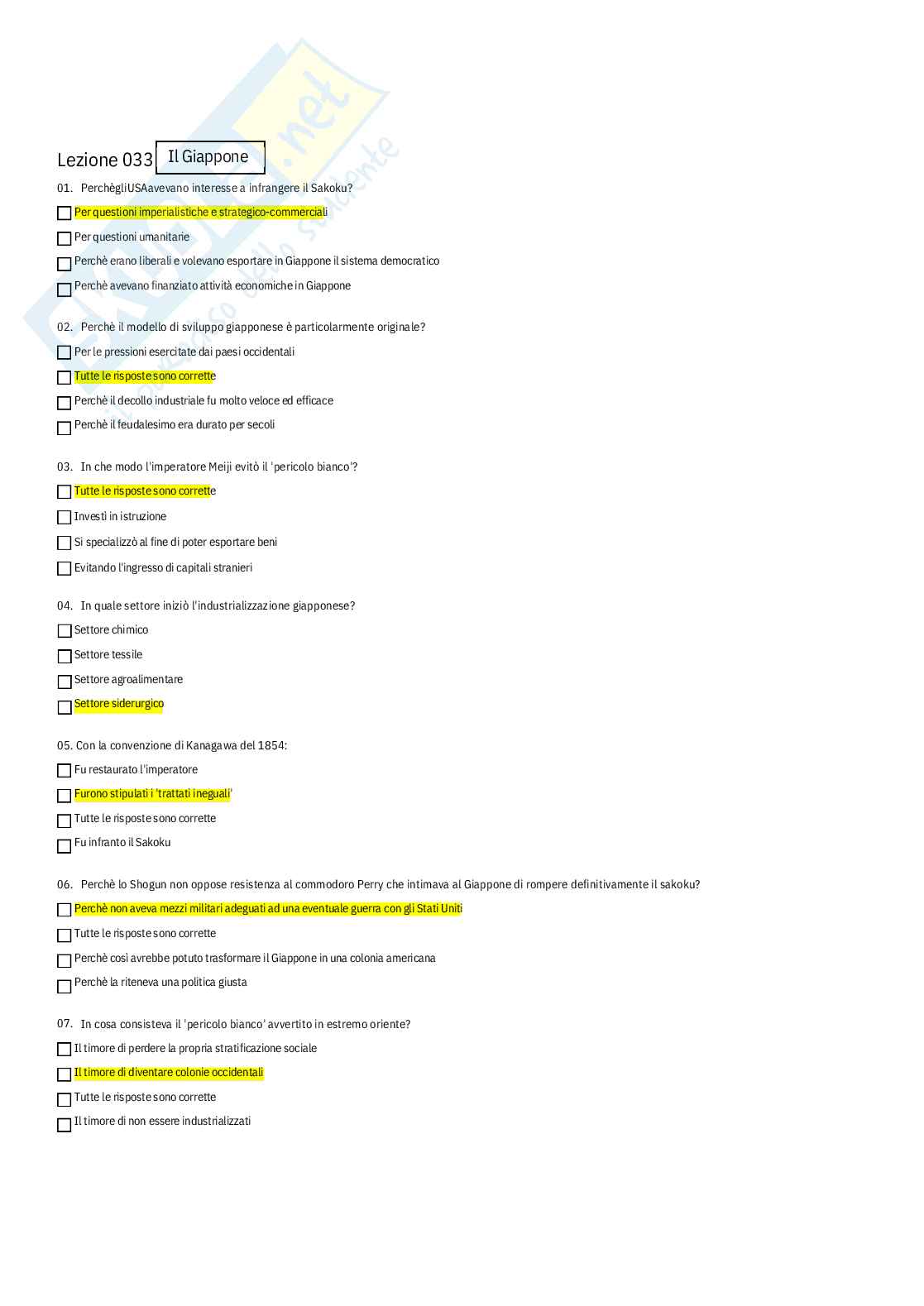 Storia economica – Paniere risposte chiuse completo - A.A. 2025/26 Pag. 46