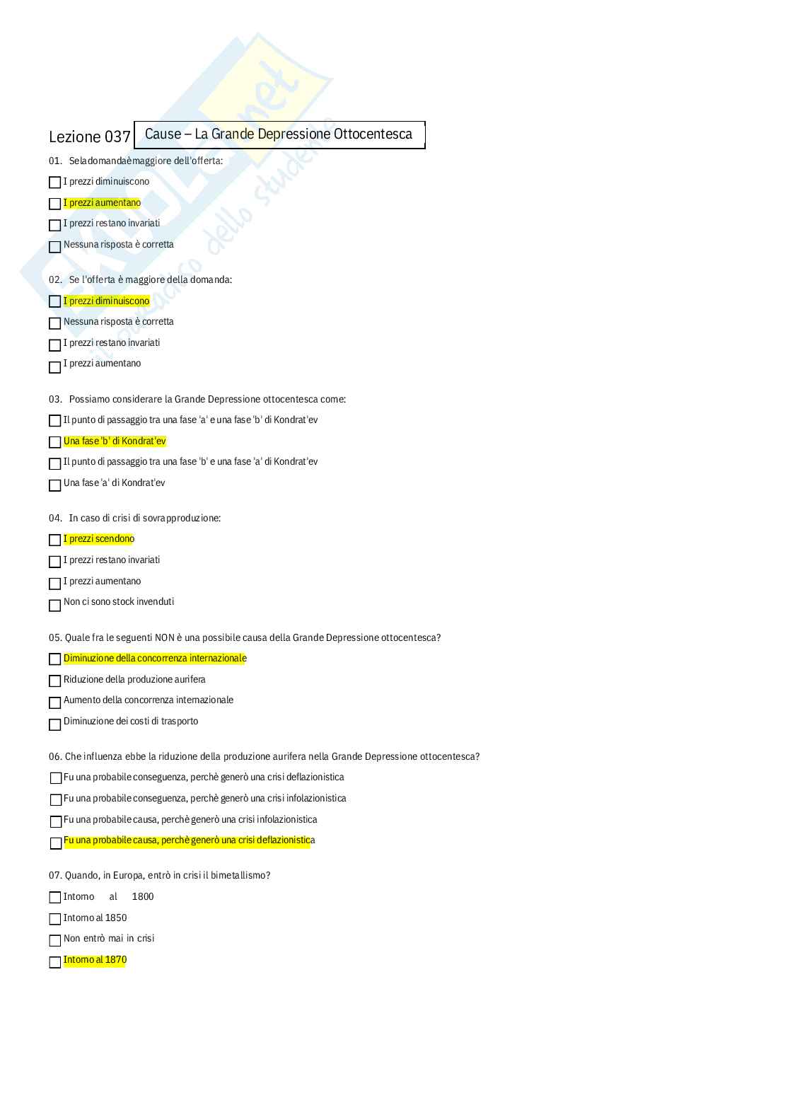 Storia economica – Paniere risposte chiuse completo - A.A. 2025/26 Pag. 51