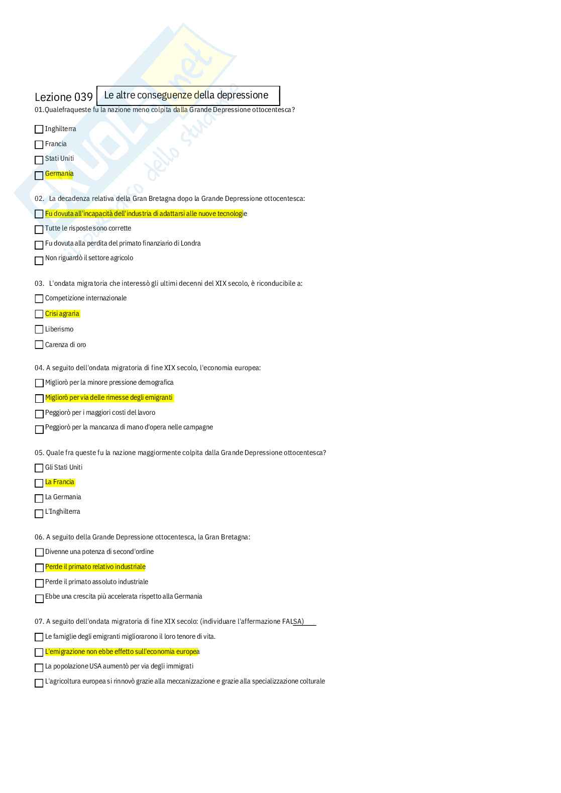 Storia economica – Paniere risposte chiuse completo - A.A. 2025/26 Pag. 56