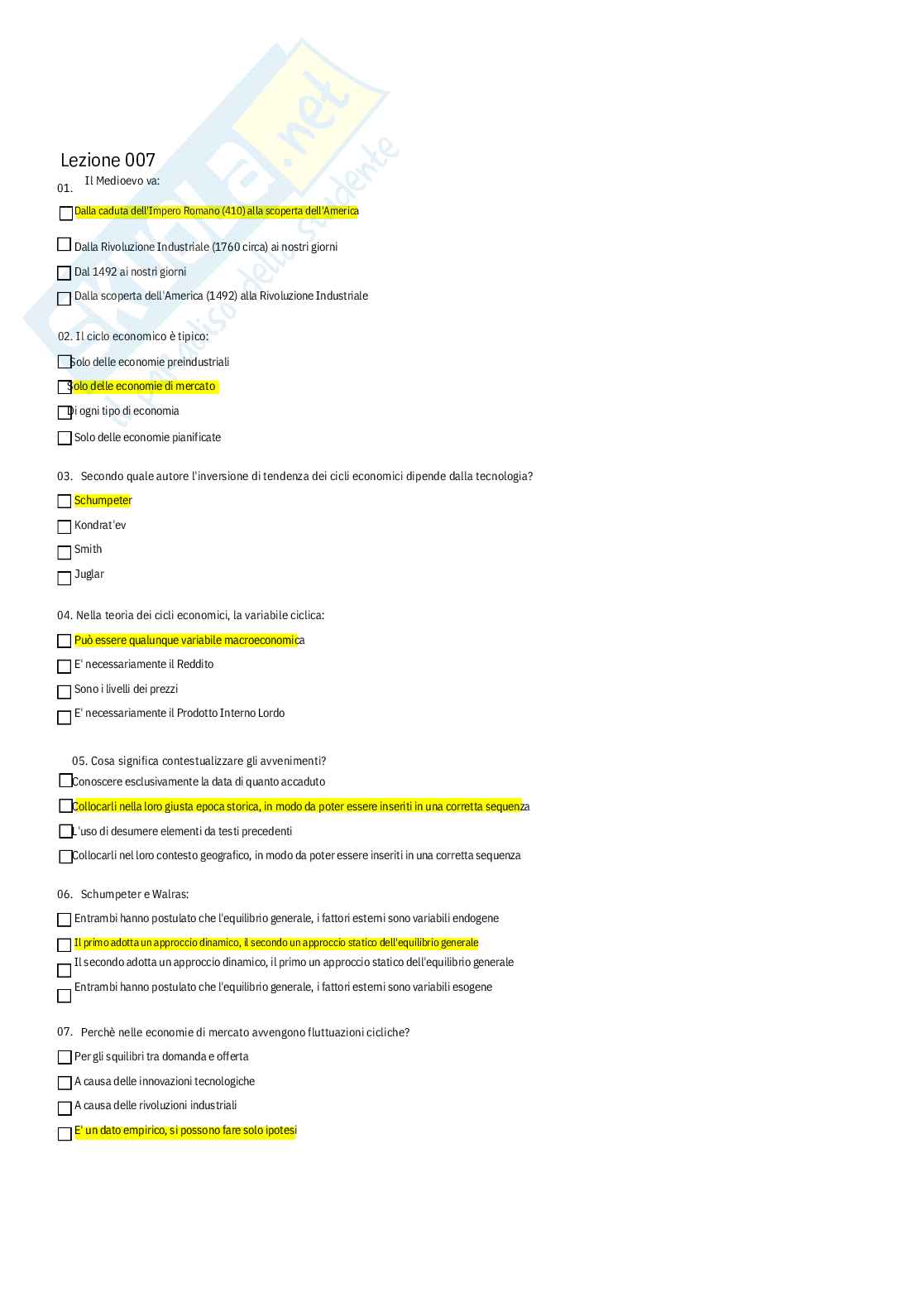 Storia economica – Paniere risposte chiuse completo - A.A. 2025/26 Pag. 6