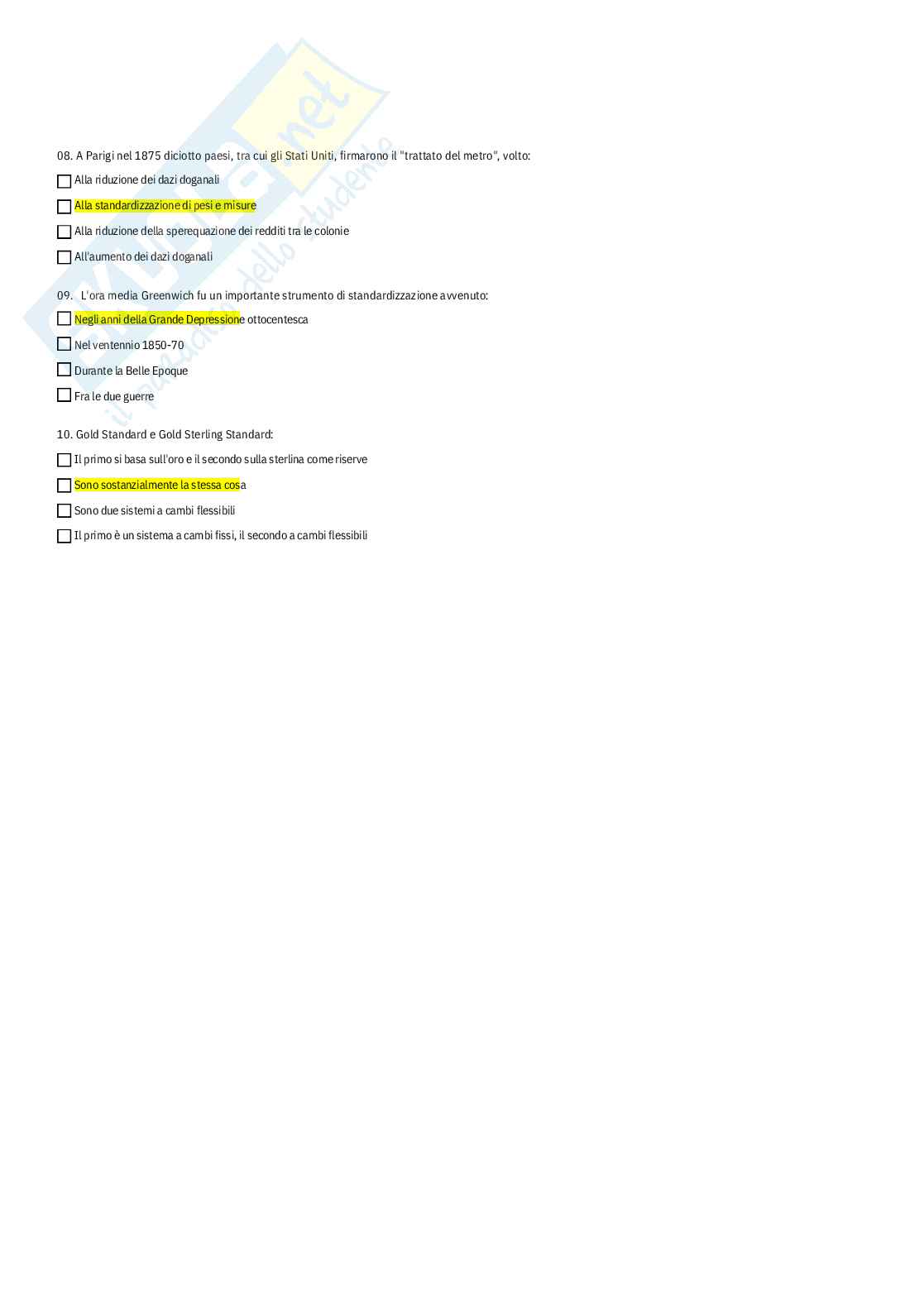 Storia economica – Paniere risposte chiuse completo - A.A. 2025/26 Pag. 61