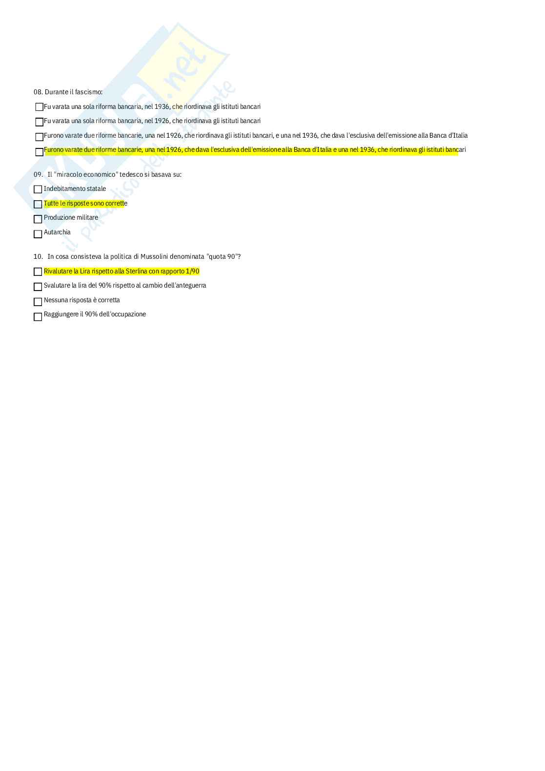 Storia economica – Paniere risposte chiuse completo - A.A. 2025/26 Pag. 91