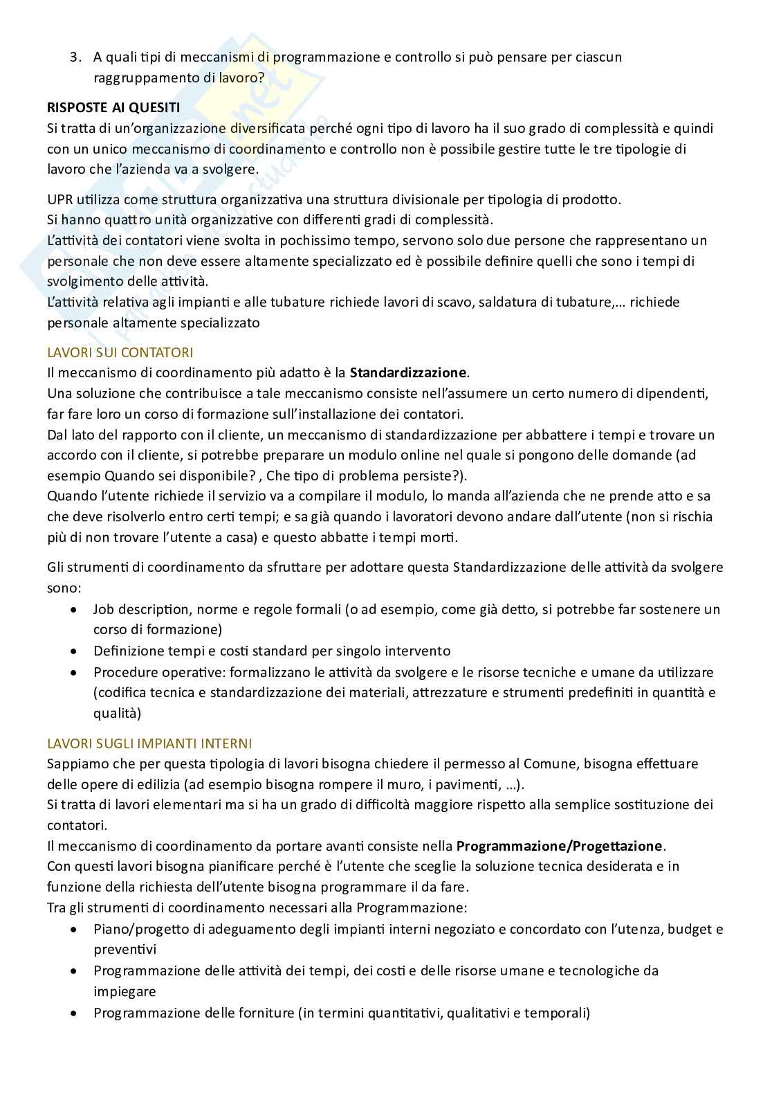 Sistemi organizzativi, parte 6 - Il coordinamento: modello di Thompson Pag. 11