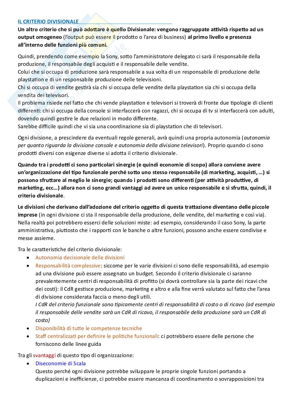 Sistemi organizzativi, parte 3 - La struttura organizzativa Pag. 11