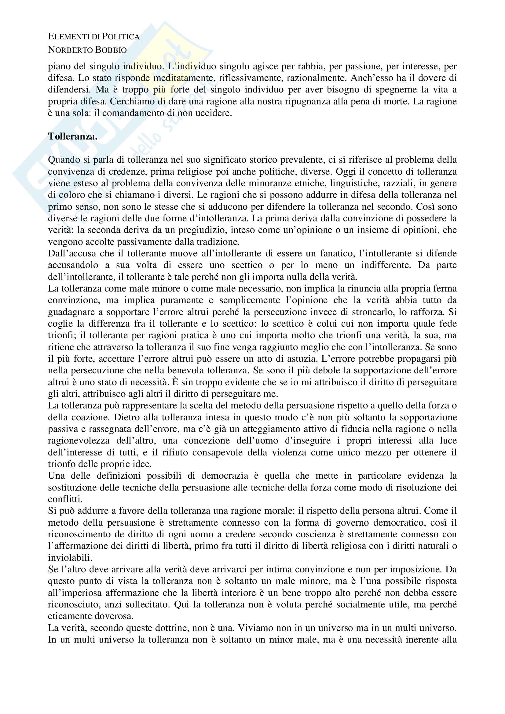 Riassunto esame Teoria politica, prof. Cotta, libro consigliato Elementi di Politica, Bobbio Pag. 26