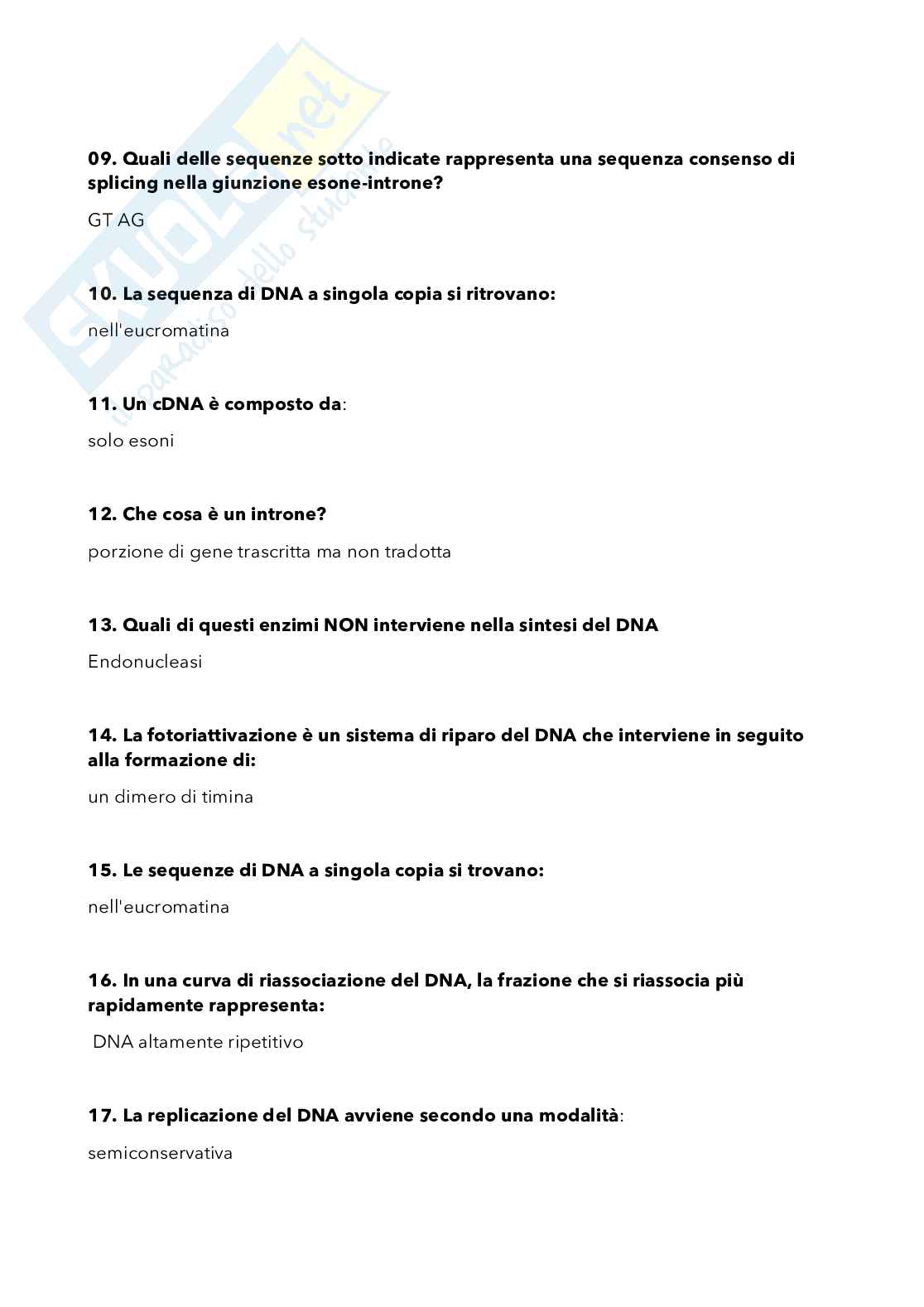 Domande chiuse di Genetica medica Pag. 2