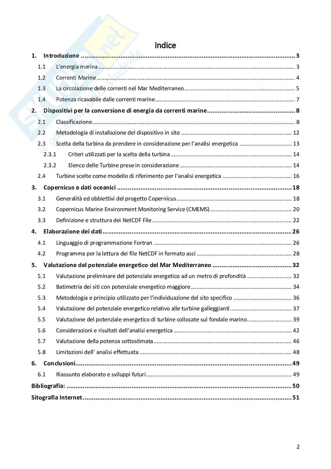 Tesi - Stima del potenziale energetico delle correnti marine nello strato superficiale del Mar Mediterraneo Pag. 2