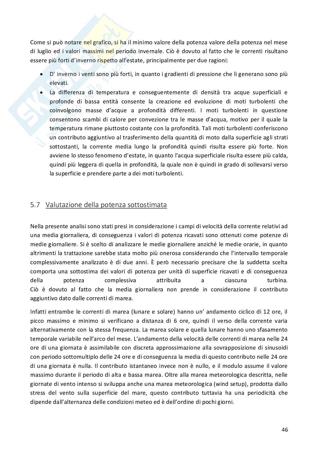 Tesi - Stima del potenziale energetico delle correnti marine nello strato superficiale del Mar Mediterraneo Pag. 46