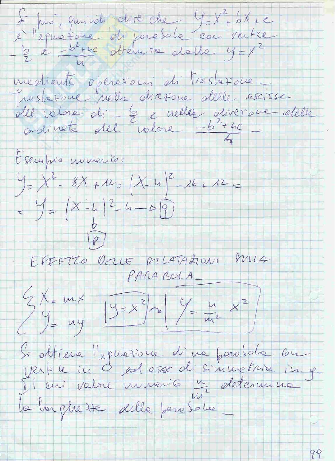 Trasformazioni del piano. Applicazioni. Valore assoluto. Funzioni quadratiche. Funzioni omografiche Pag. 6