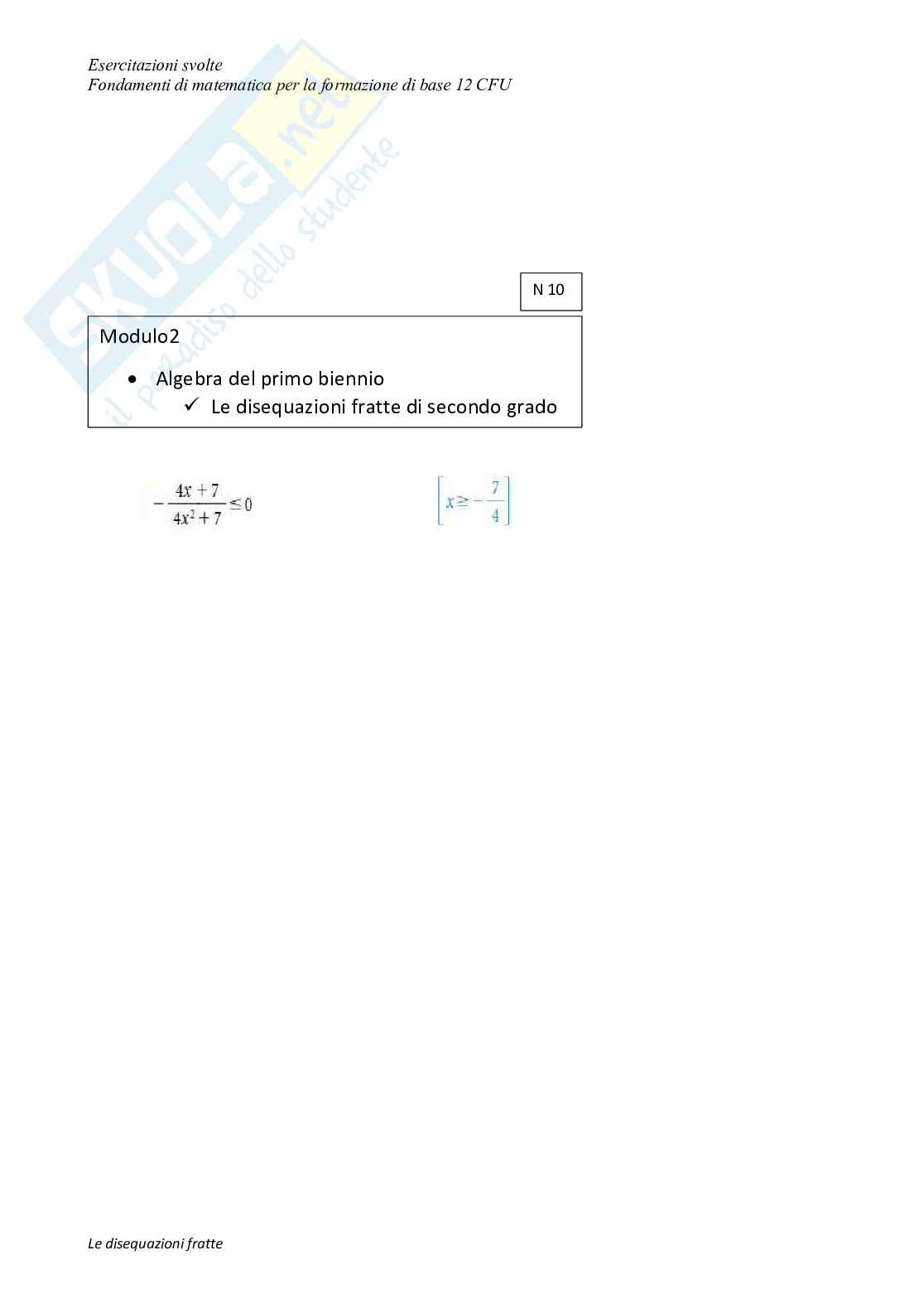 Disequazioni Fratte Di Secondo Grado Esercizi Pdf
