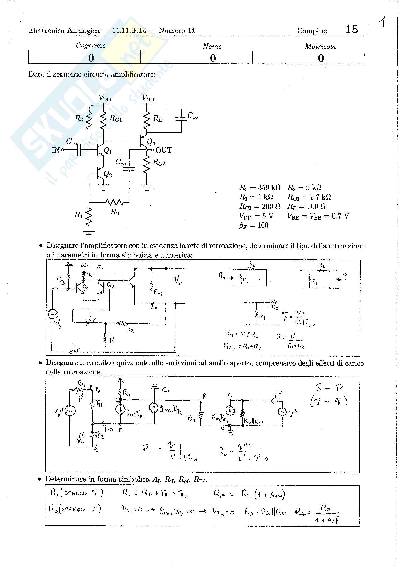 Elettronica Analogica - Esercizi Pag. 1
