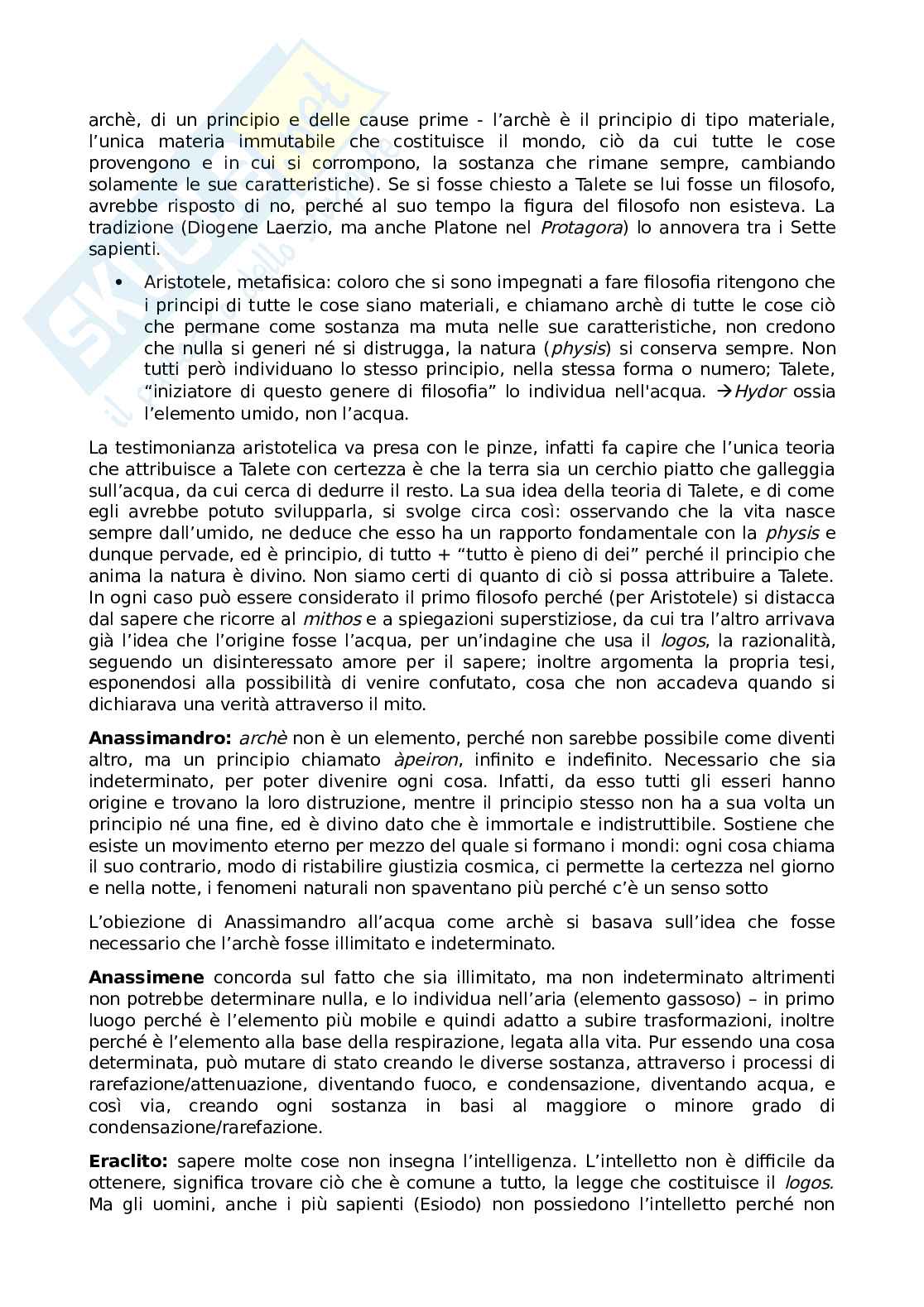 Riassunto esame Storia della filosofia antica, Prof. Forcignanò Filippo, libro consigliato La filosofia antica. Profilo critico-storico, Trabattoni Pag. 2