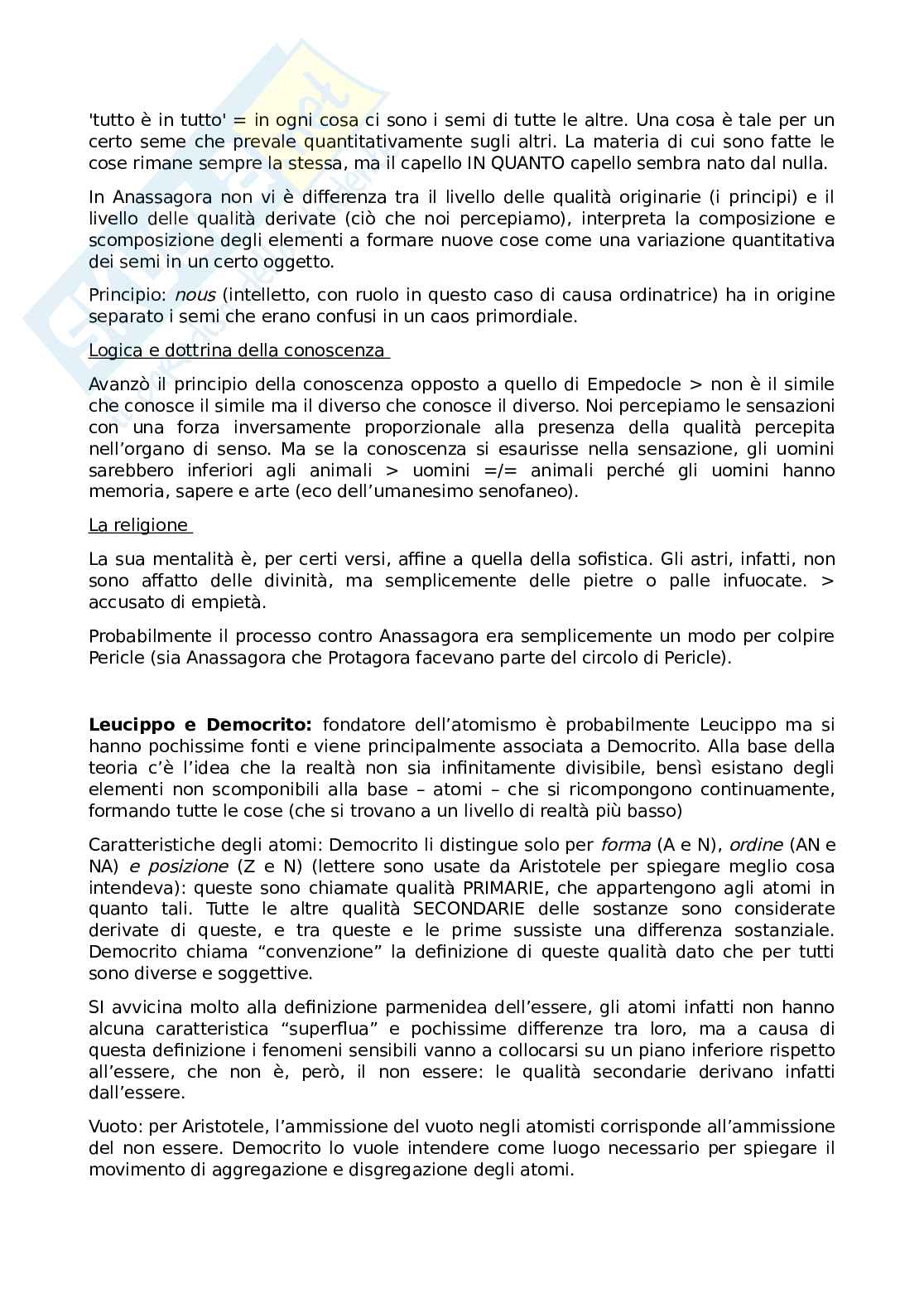 Riassunto esame Storia della filosofia antica, Prof. Forcignanò Filippo, libro consigliato La filosofia antica. Profilo critico-storico, Trabattoni Pag. 6