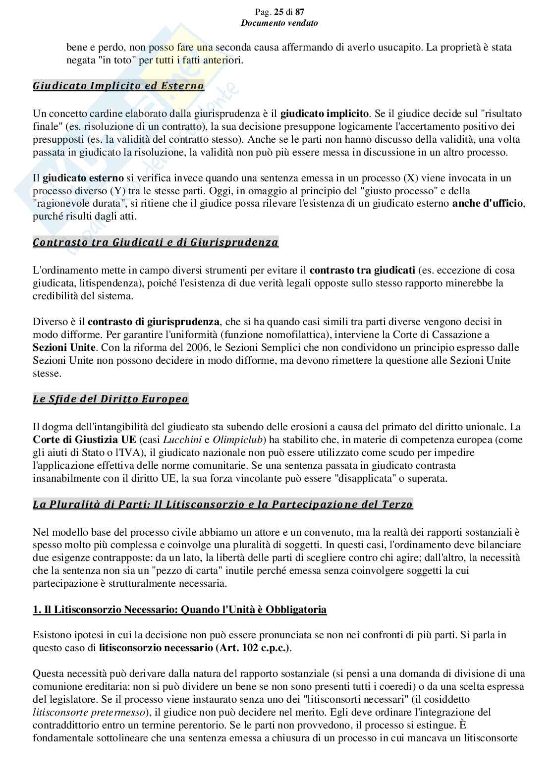 Riassunto esame Diritto processuale civile, Prof. Giussani Andrea, libro consigliato Argomenti di diritto processuale civile (1 modulo), Biavati Pag. 26
