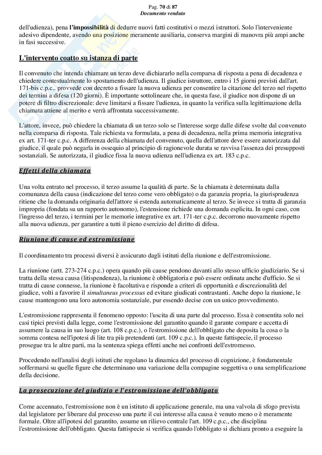Riassunto esame Diritto processuale civile, Prof. Giussani Andrea, libro consigliato Argomenti di diritto processuale civile (1 modulo), Biavati Pag. 71