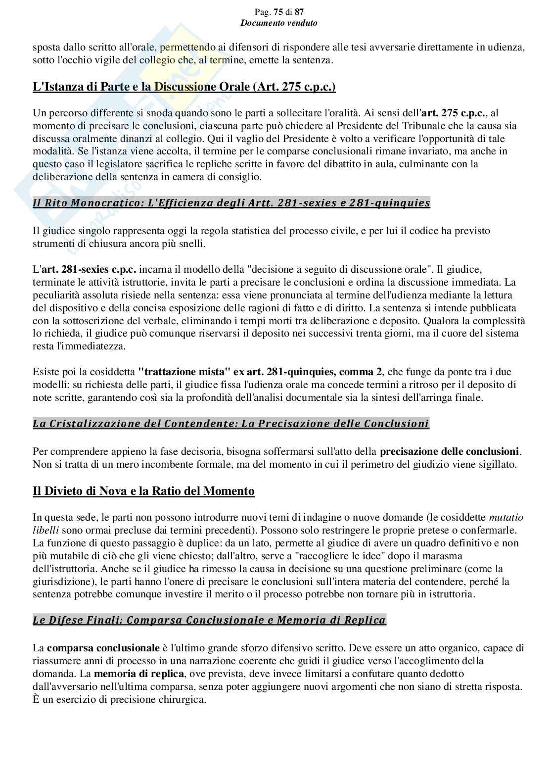 Riassunto esame Diritto processuale civile, Prof. Giussani Andrea, libro consigliato Argomenti di diritto processuale civile (1 modulo), Biavati Pag. 76