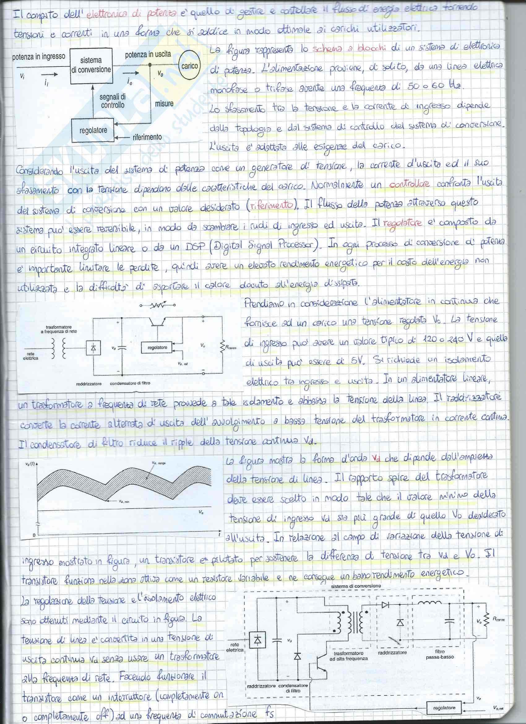 Definizione e caratteristiche dell'elettronica di potenza Pag. 1