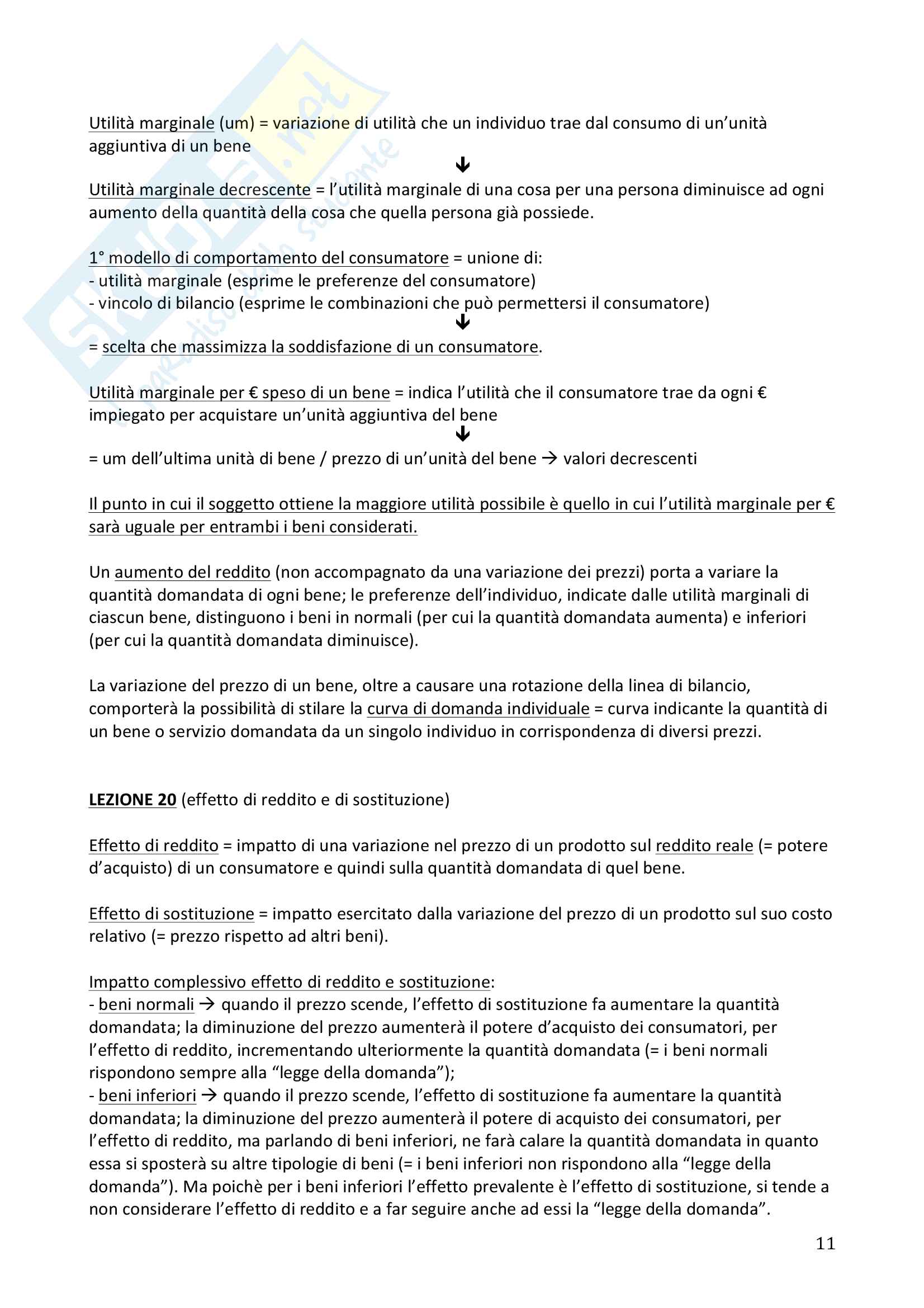Microeconomia, riassunto Pag. 11