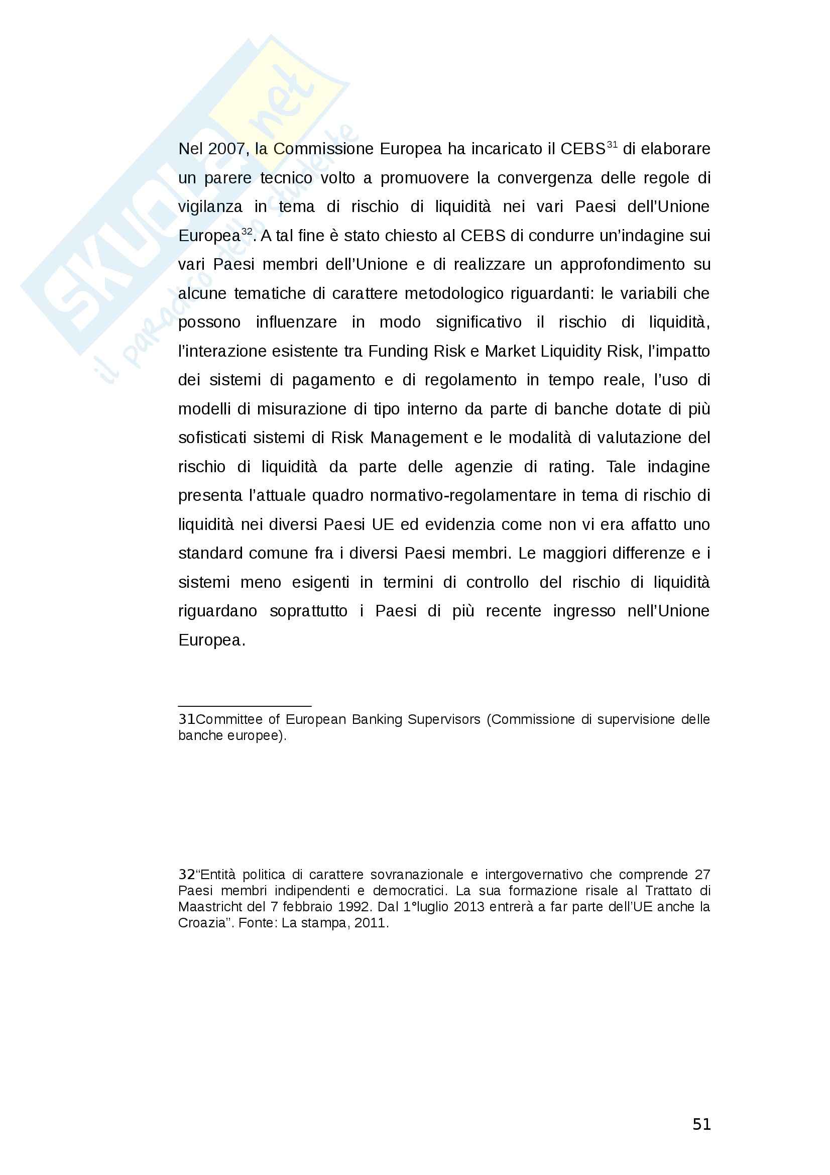 La gestione del rischio di liquidità delle banche - Tesi Pag. 51