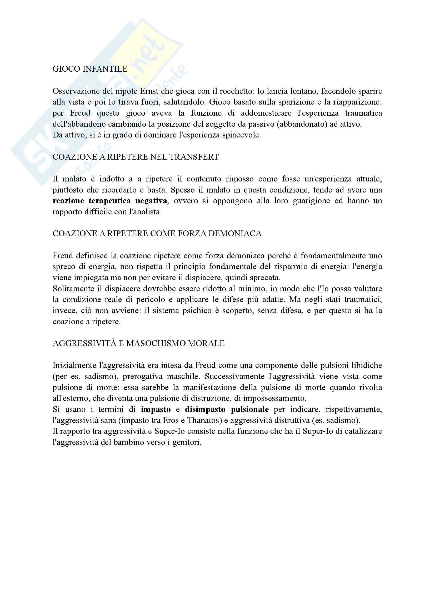Riassunto esame Psicologia Dinamica, prof. Ieri, libro consigliato Lezioni sul pensiero freudiano e sue iniziali diramazioni, Mangini Pag. 46