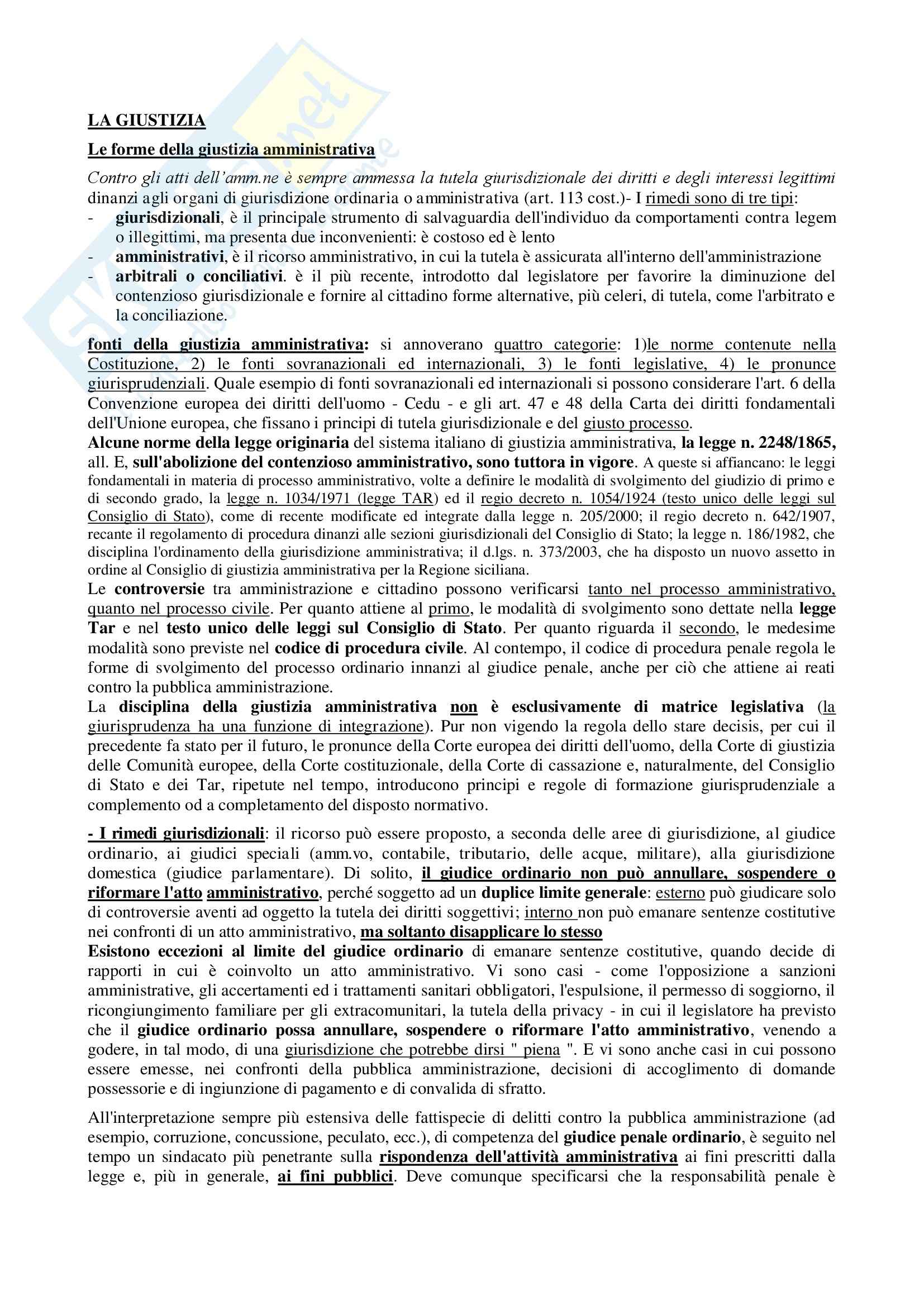 Riassunto esame Diritto Amministrativo, prof. D'Alberti, libro consigliato Istituzioni di Diritto Amministrativo, Cassese Pag. 1