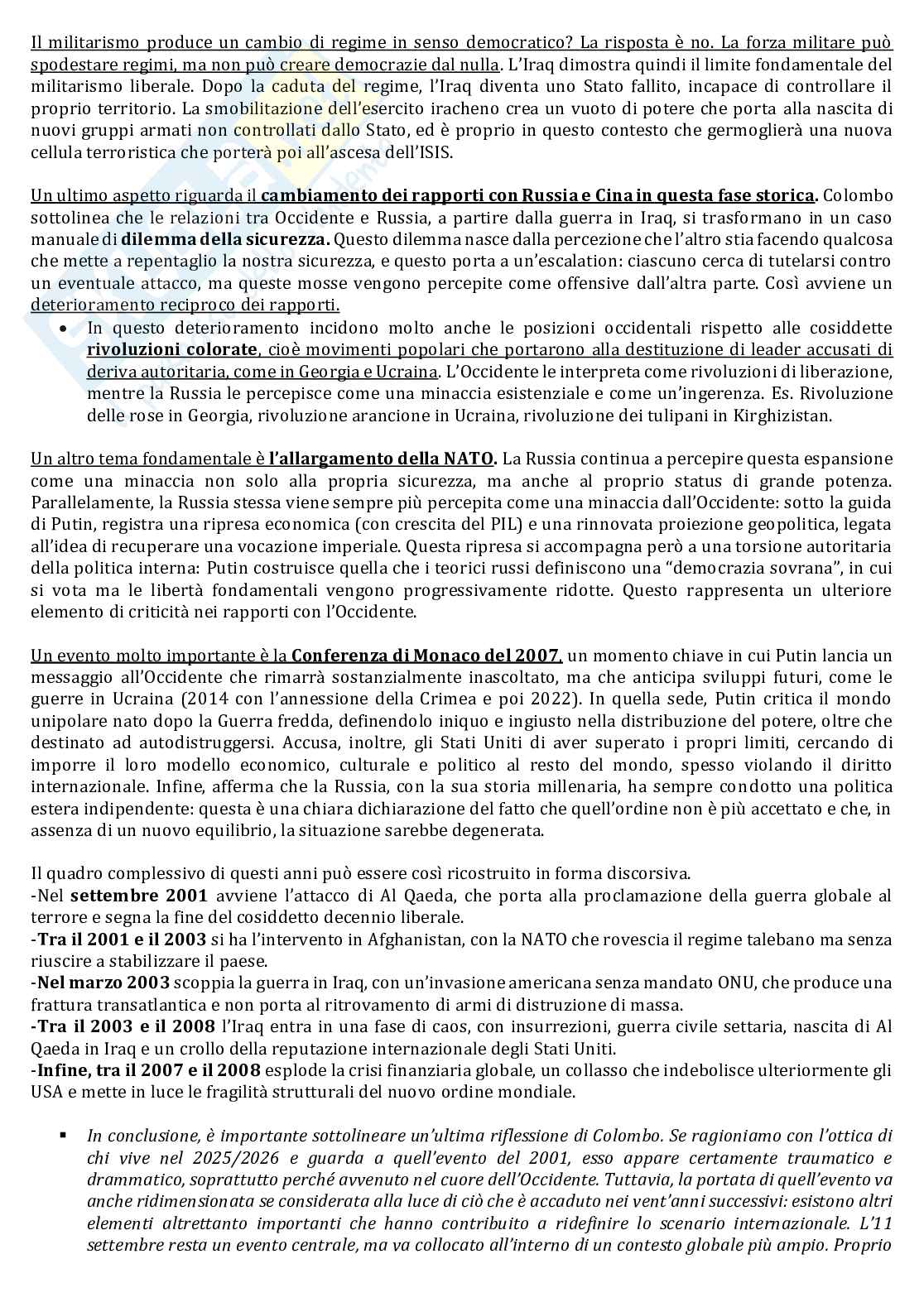 Riassunto esame Global politics, Prof. Giannone Diego, libro consigliato Il suicidio della pace , Colombo Pag. 31