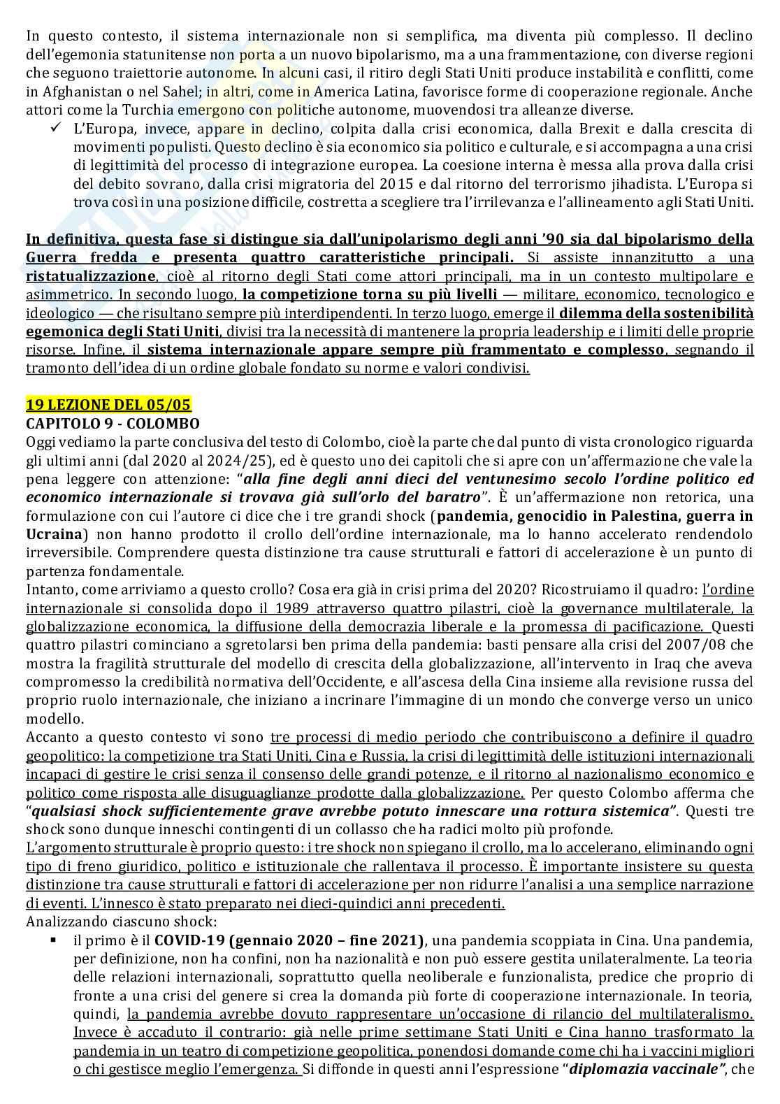Riassunto esame Global politics, Prof. Giannone Diego, libro consigliato Il suicidio della pace , Colombo Pag. 36