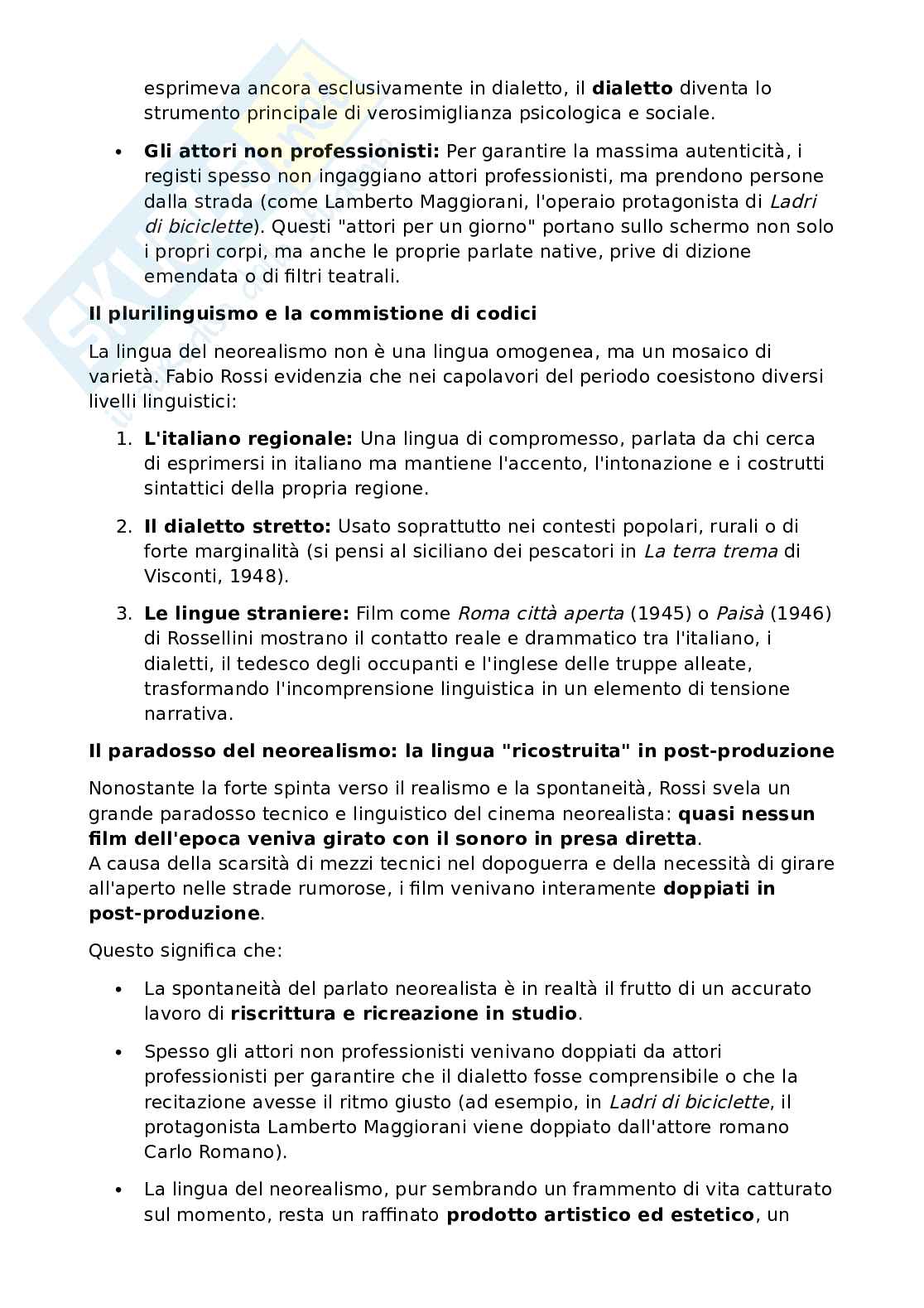 Riassunto esame Teoria del cinema, Prof. Rossi Fabio, libro consigliato Lingua italiana e cinema, Rossi Pag. 16