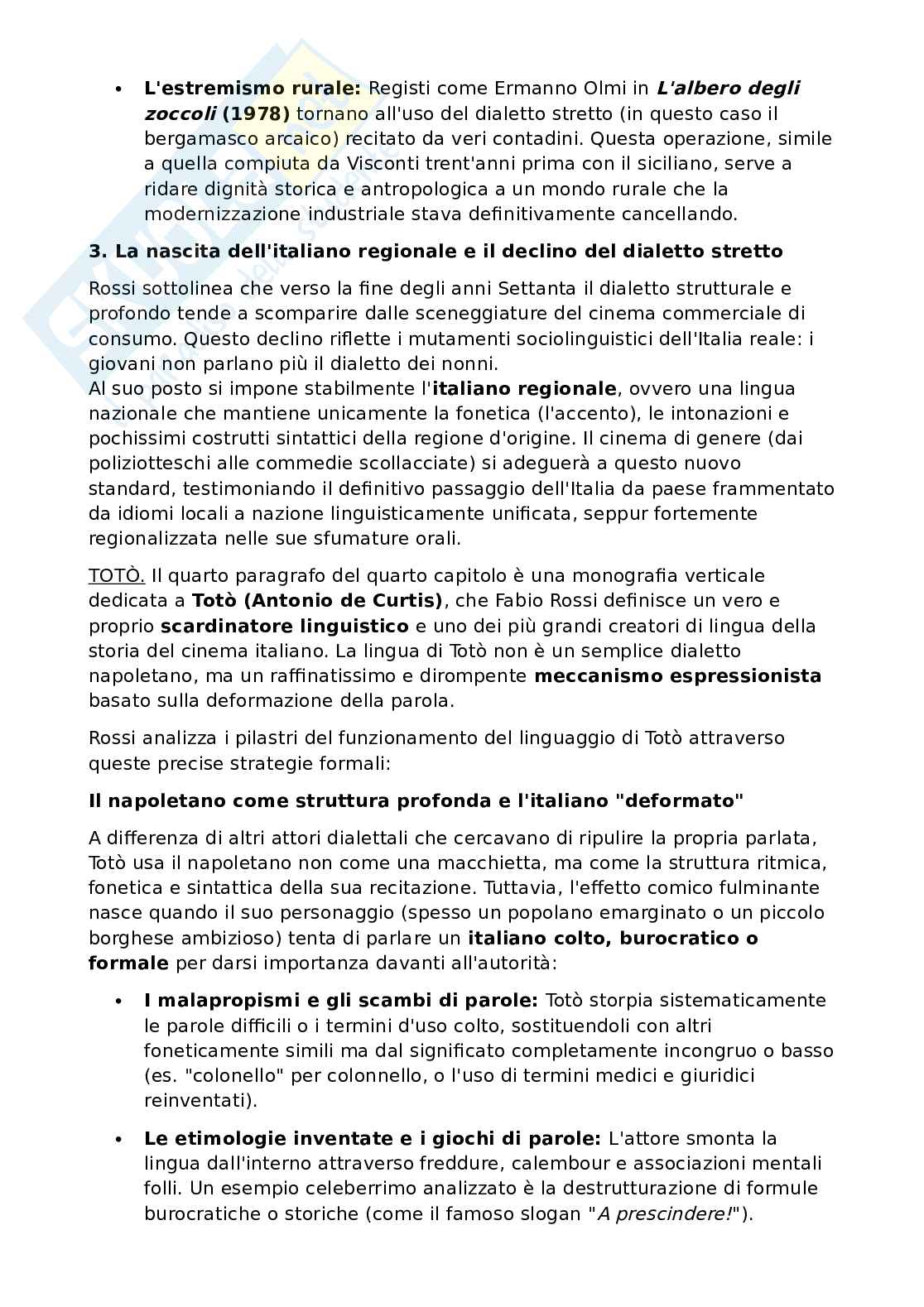 Riassunto esame Teoria del cinema, Prof. Rossi Fabio, libro consigliato Lingua italiana e cinema, Rossi Pag. 26