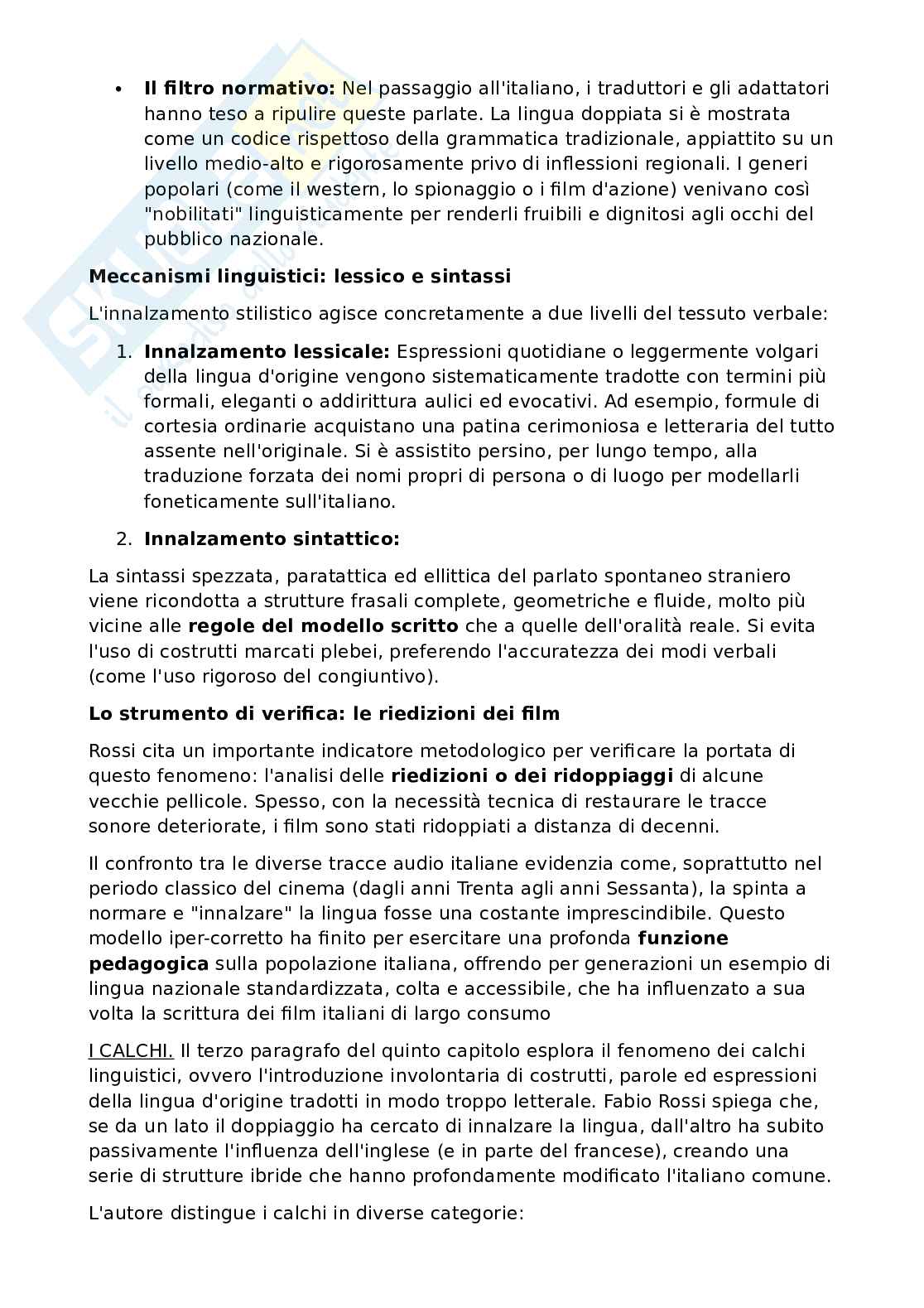 Riassunto esame Teoria del cinema, Prof. Rossi Fabio, libro consigliato Lingua italiana e cinema, Rossi Pag. 31