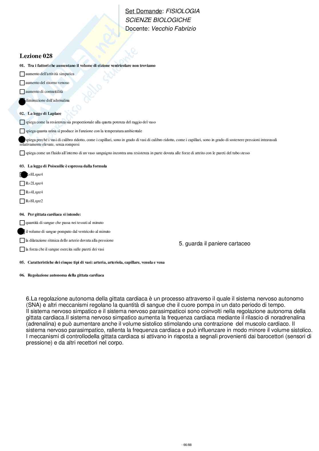 Paniere nuovo di Fisiologia Pag. 66
