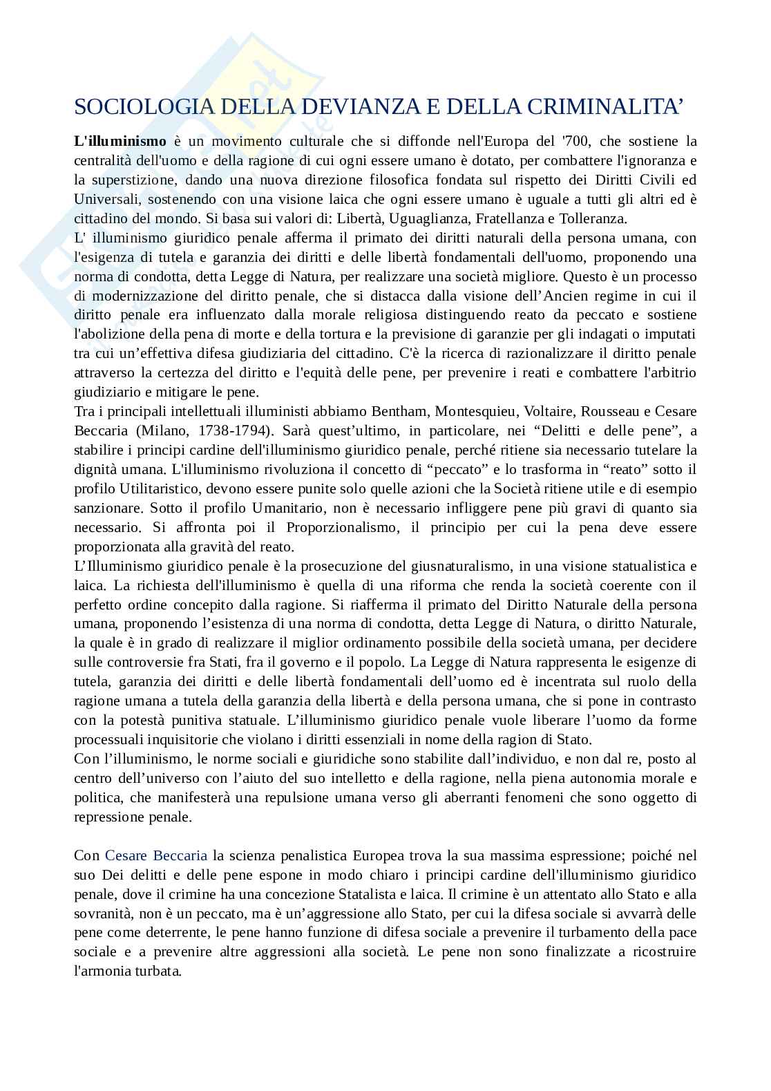 Sociologia della devianza e della criminalità  Pag. 1