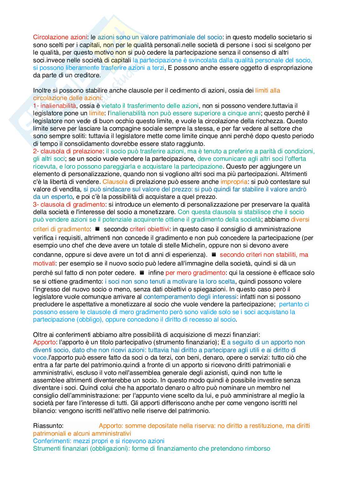 Riassunto esame Diritto commerciale, Prof. Esposito Ciro, libro consigliato Manuale di diritto commerciale, Mario Campobasso Pag. 21