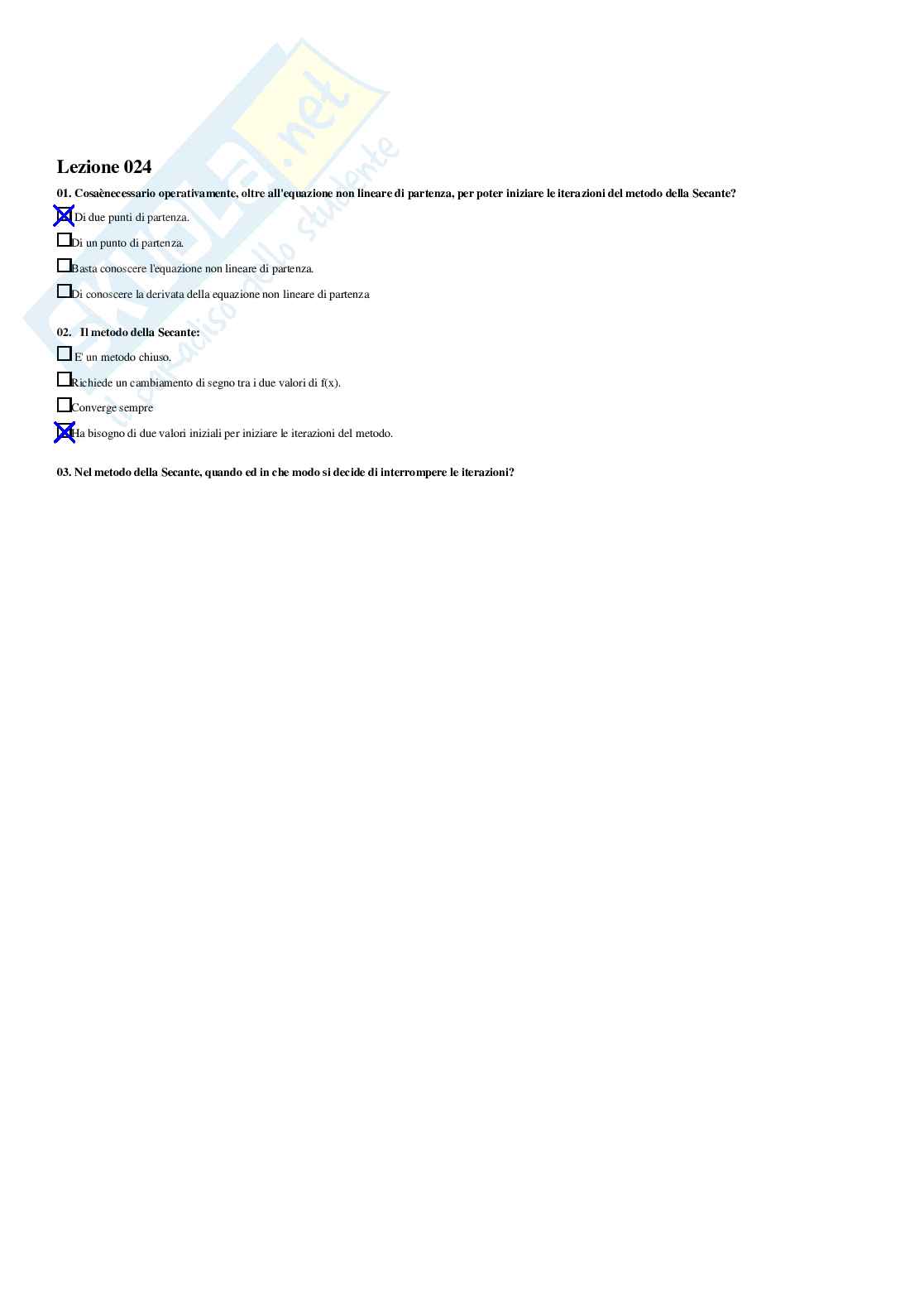 Analisi numerica – Paniere risposte chiuse completo e corretto – A.A. 2025/26 Pag. 36