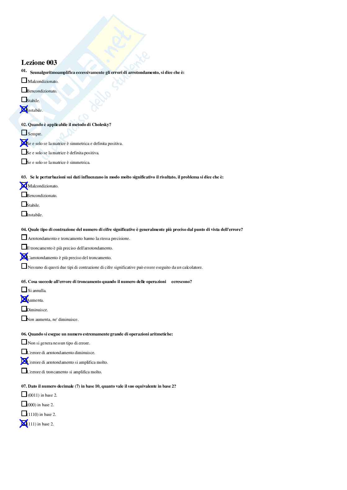Analisi numerica – Paniere risposte chiuse completo e corretto – A.A. 2025/26 Pag. 6
