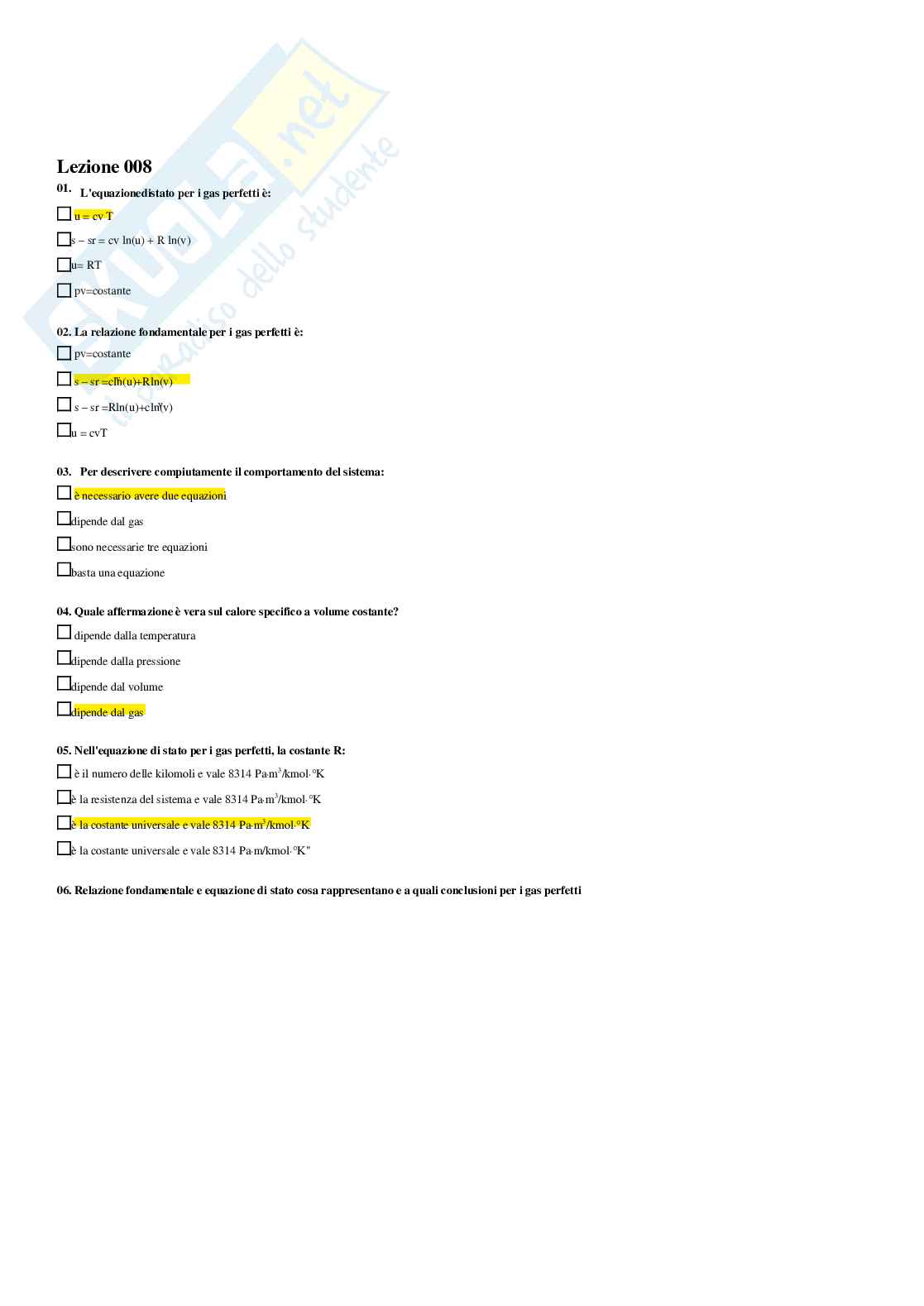 Fisica tecnica – esame – Paniere completo risposte chiuse (109) – A.A. 2025/26 Pag. 11