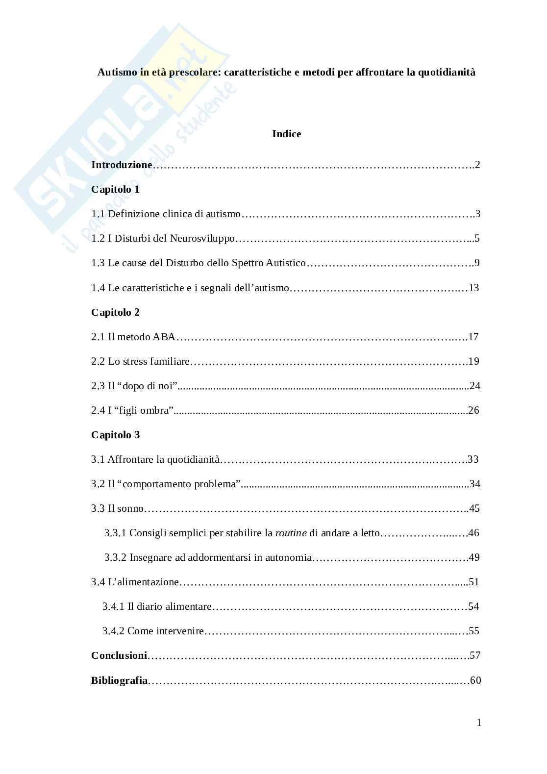 Autismo in età prescolare: caratteristiche e metodi per affrontare la quotidianità Pag. 2